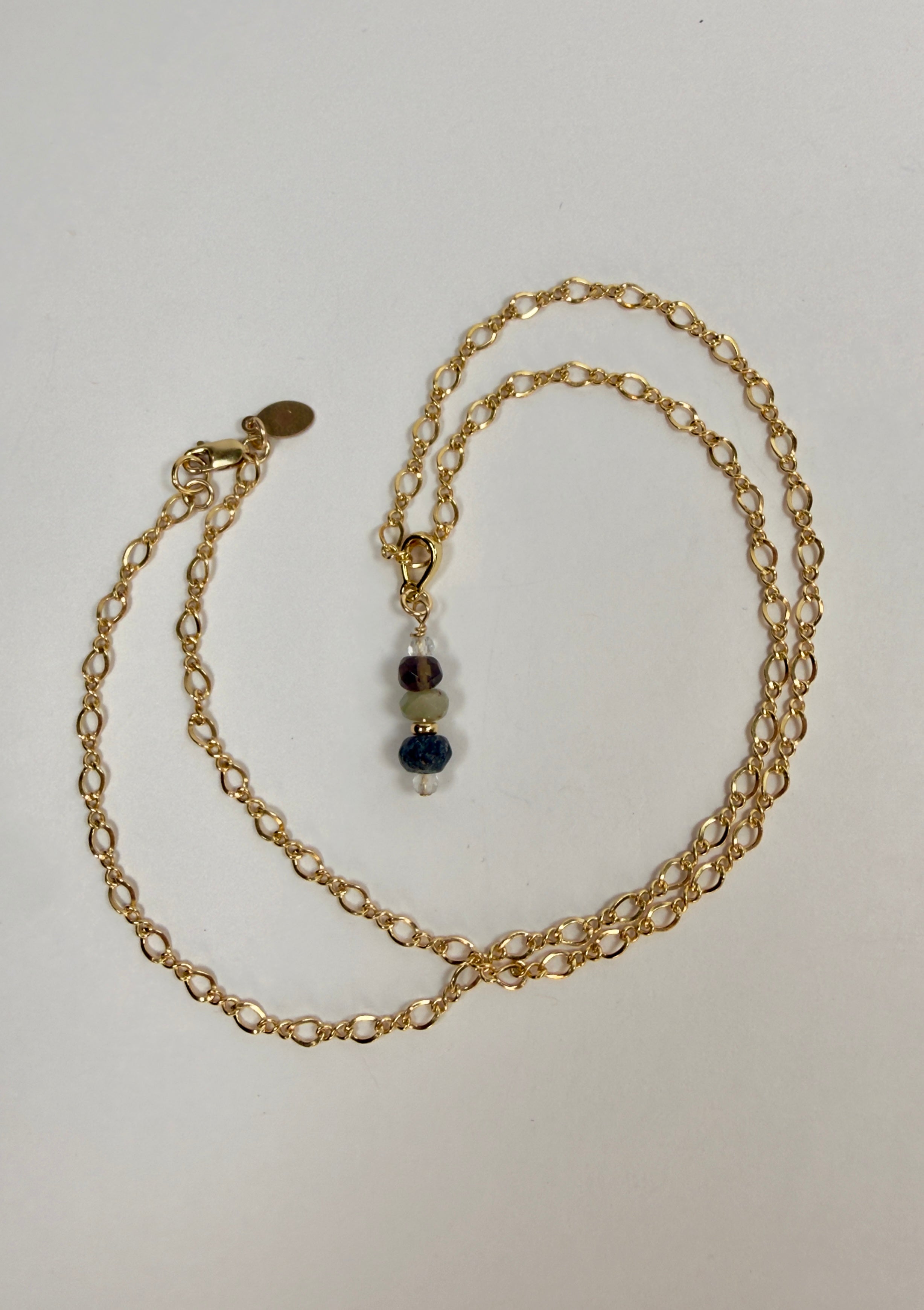 The Grathwal #1 - Mixed Gemstone Beaded Charm Necklace - (Four Stone)