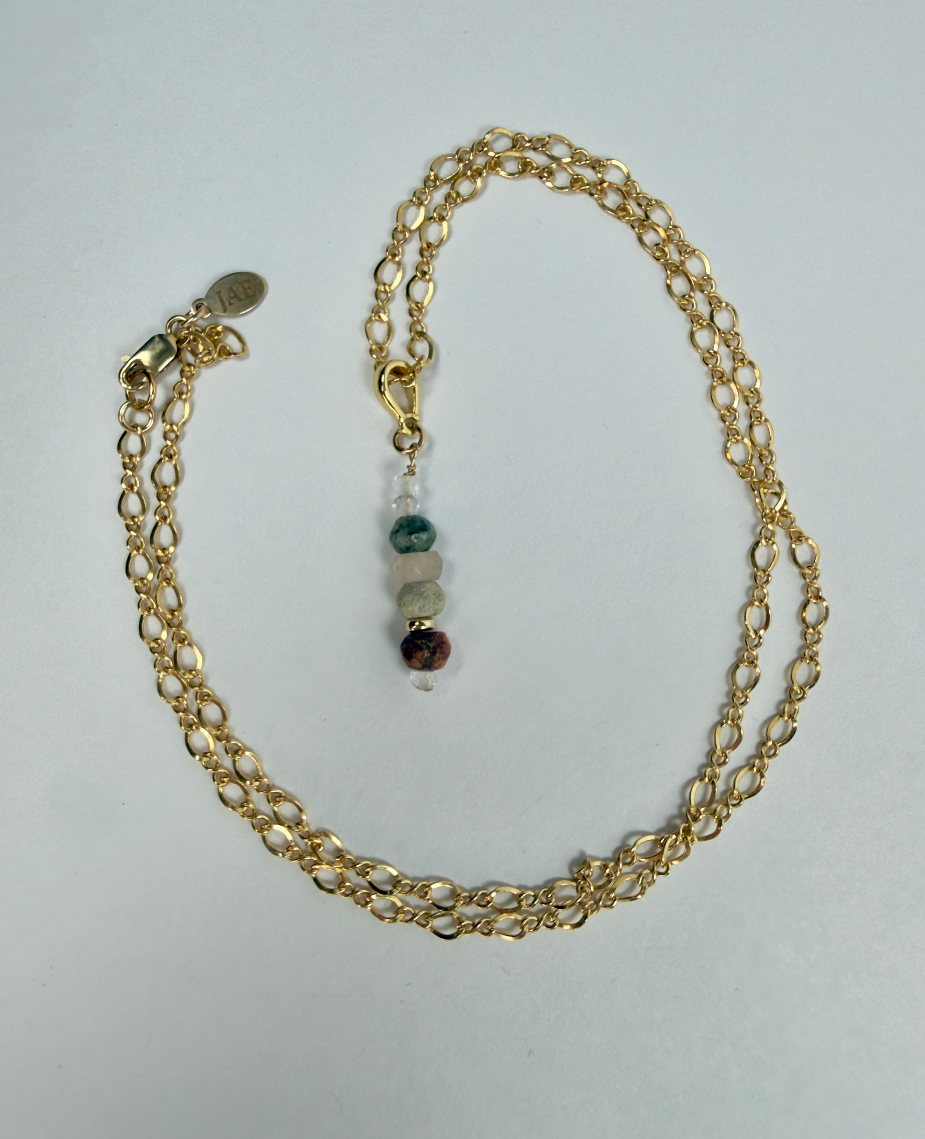 The Grathwal #2 - Mixed Gemstone Beaded Pendant Necklace - (Six Stones)
