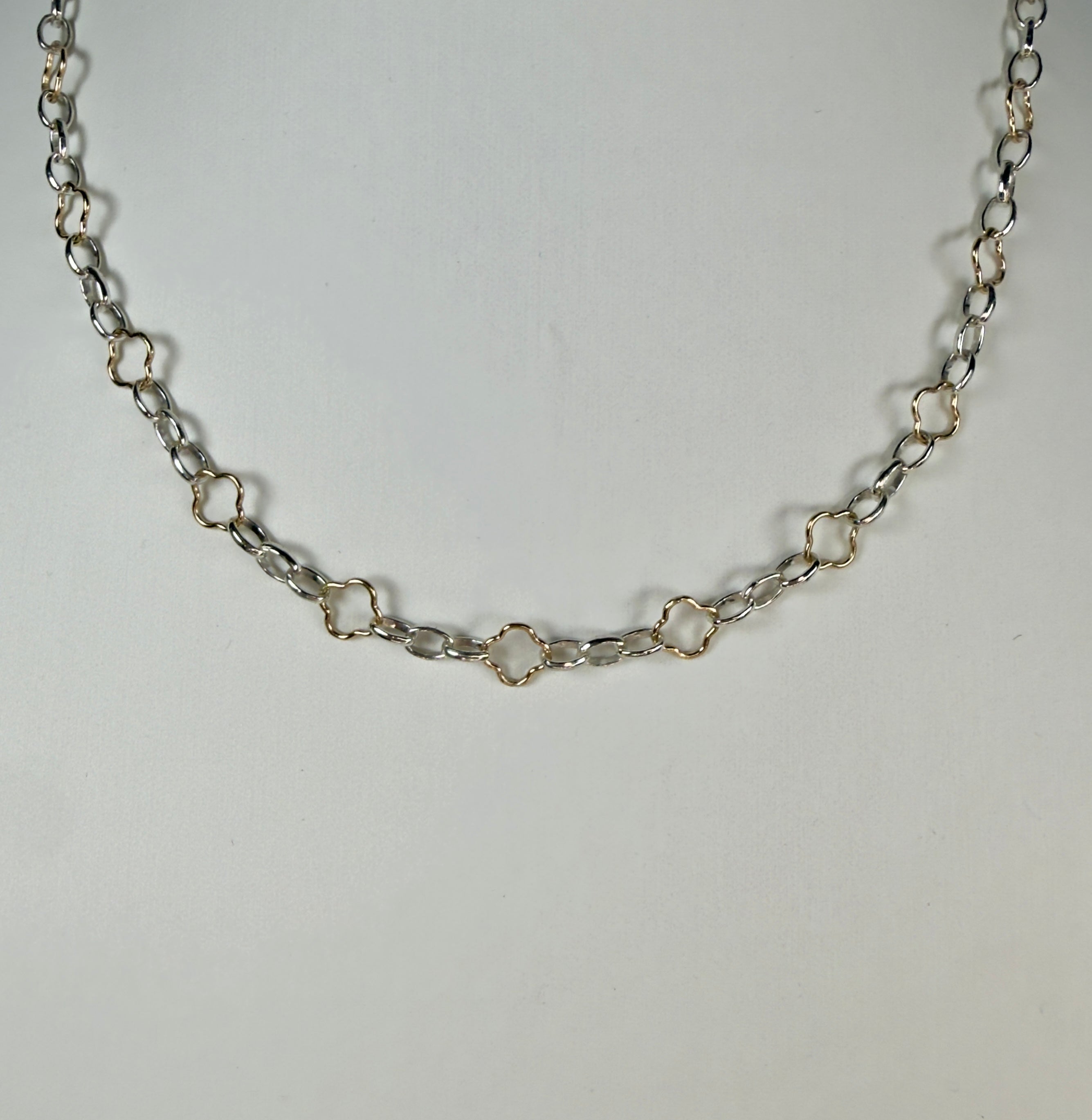 Clover Chain Mixed Metal Necklace - Five Length Options
