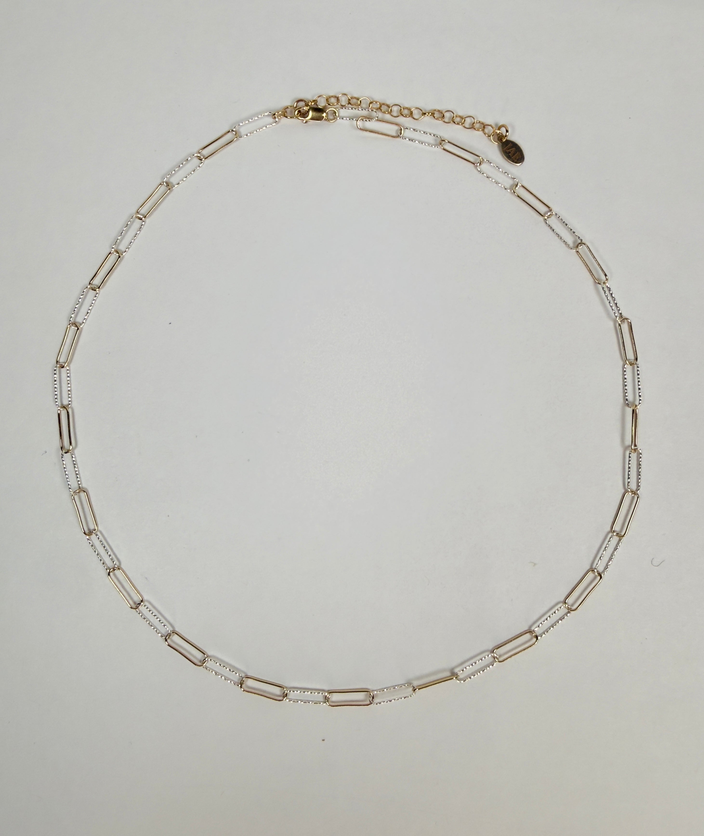 Paperclip Mixed Metal Chain Necklace - Five Length Options