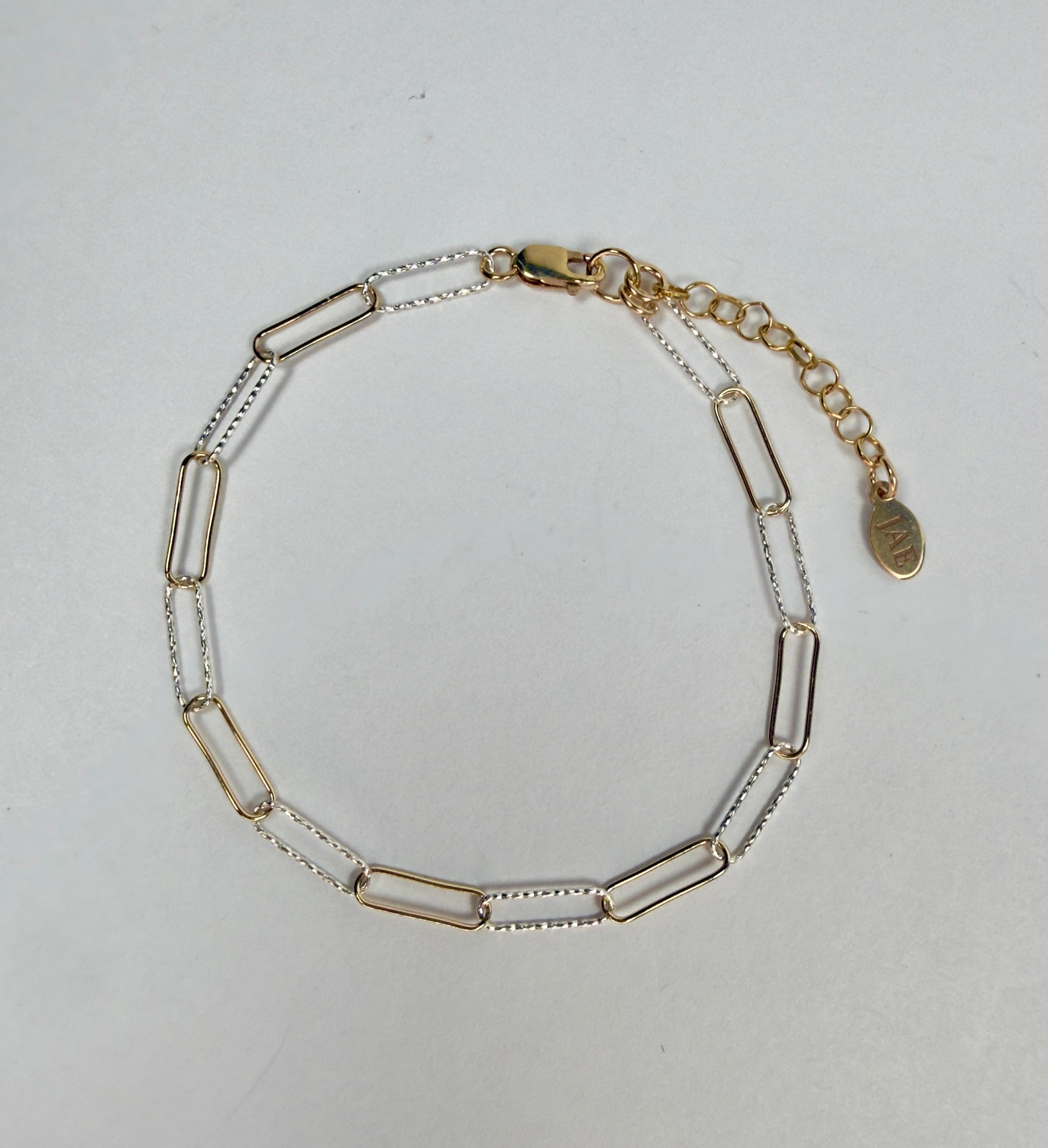 Paperclip Mixed Metal Chain Bracelet - Two Adjustable Sizes Available