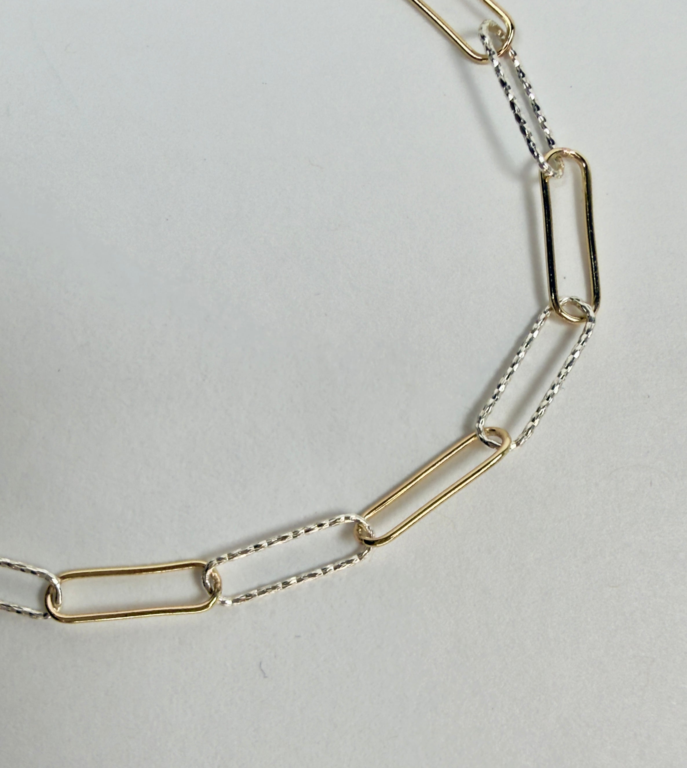 Paperclip Mixed Metal Chain Bracelet - Two Adjustable Sizes Available