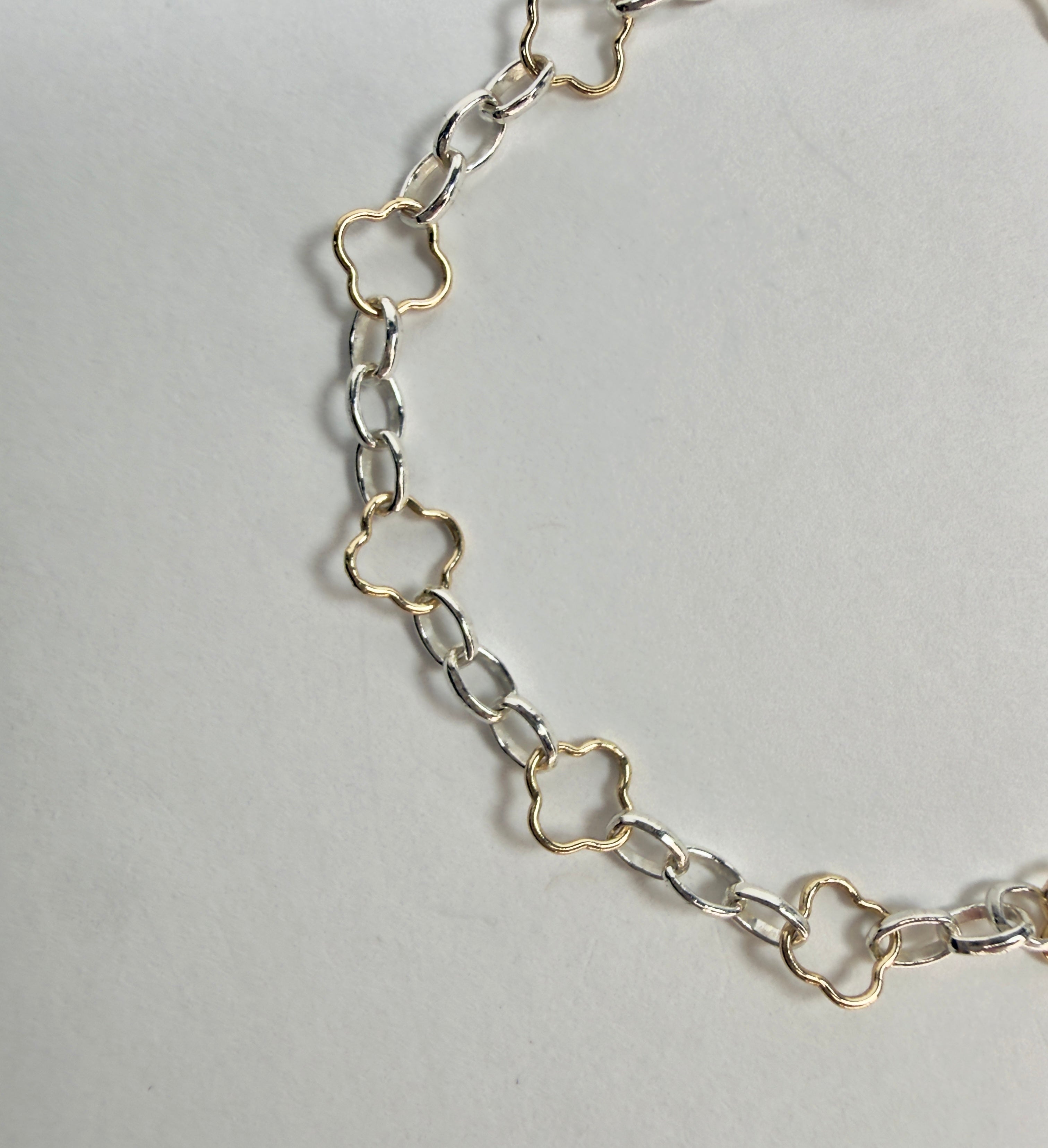 Clover Chain Mixed Metal Bracelet - Two Adjustable Sizes Available
