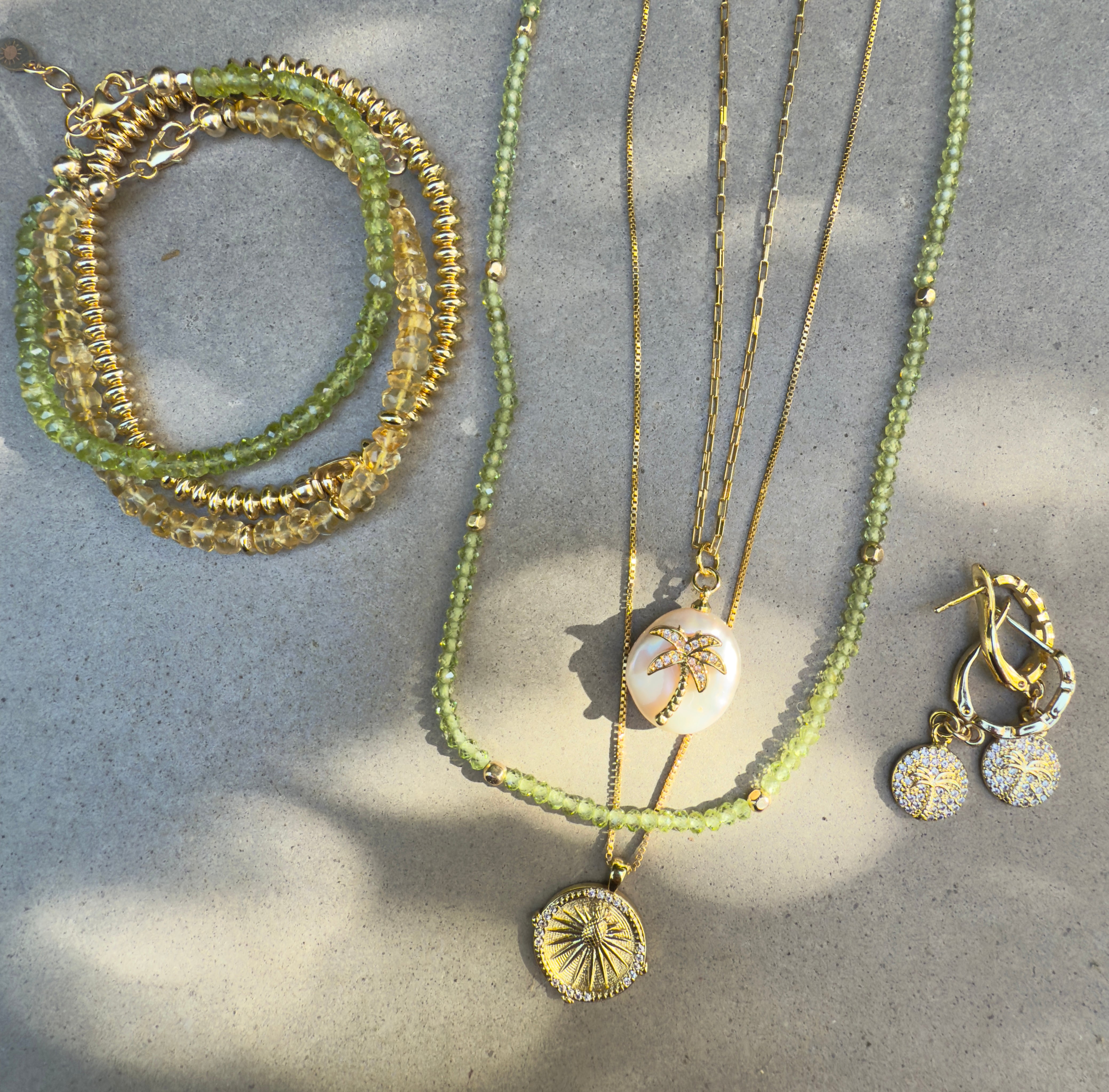 "The Billis" Pearl with Palm Tree Medallion Charm Necklace