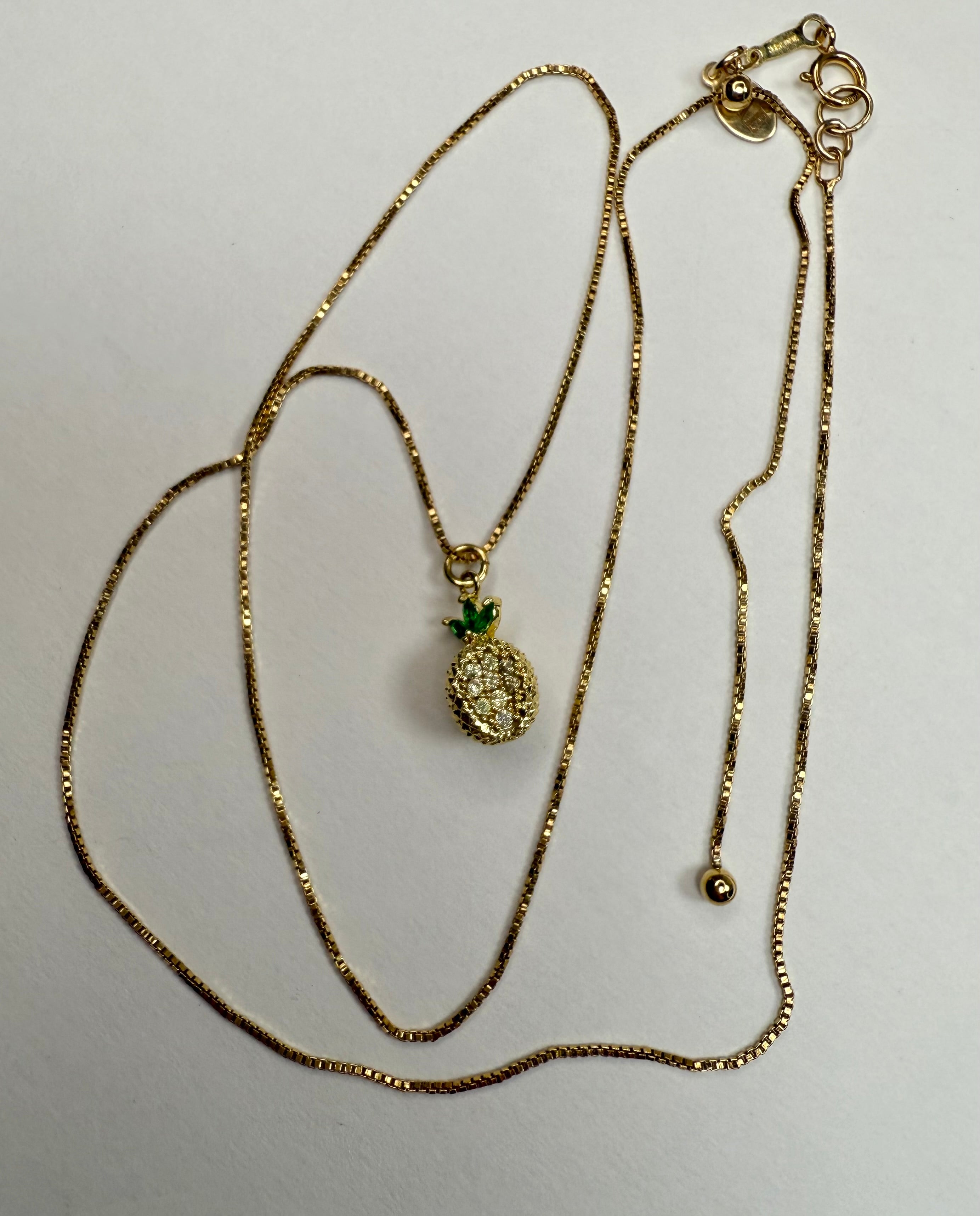 "The Liat" - Dainty Pineapple with Cubic Zirconia Necklace - Adjustable