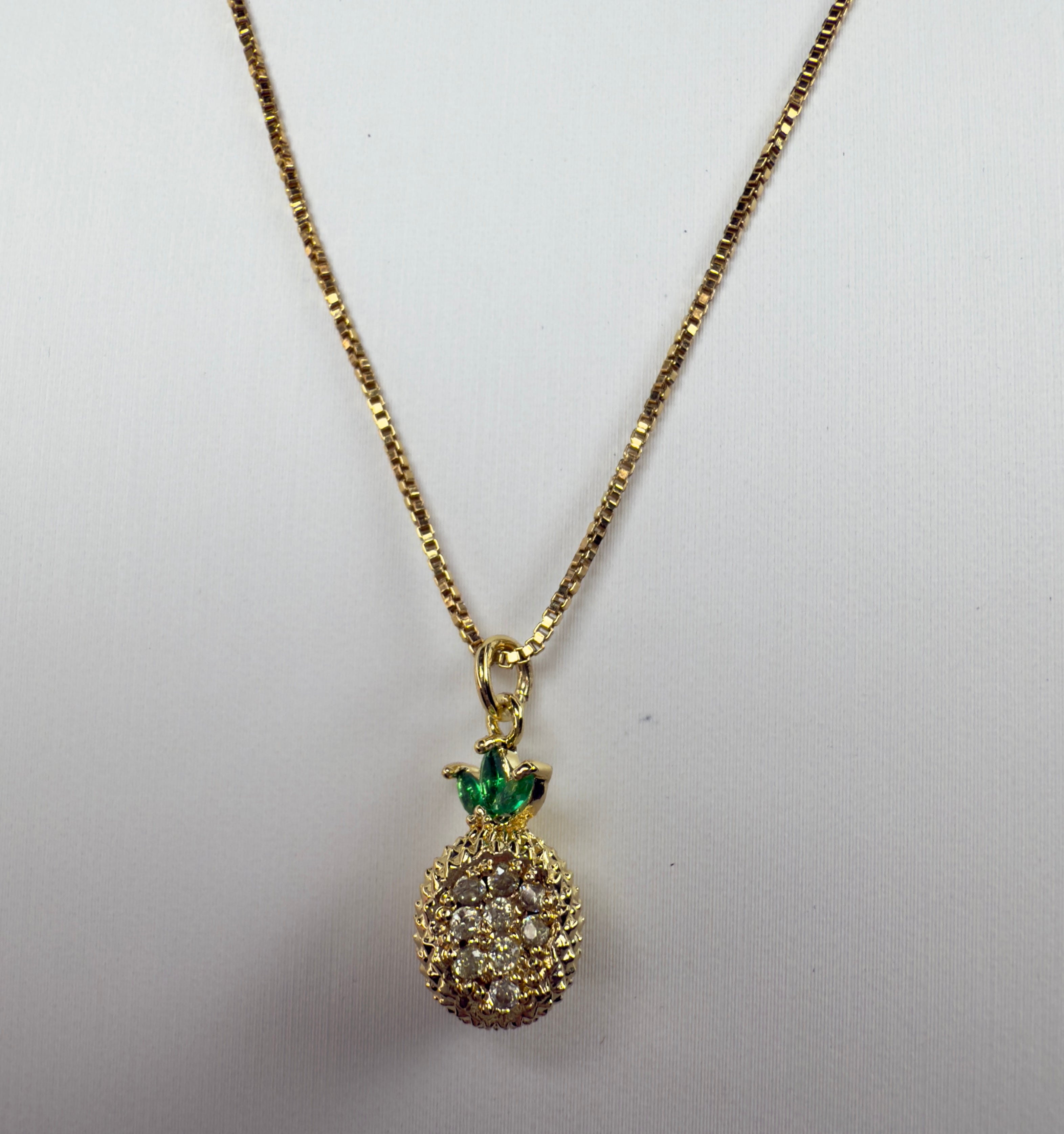 "The Liat" - Dainty Pineapple with Cubic Zirconia Necklace - Adjustable