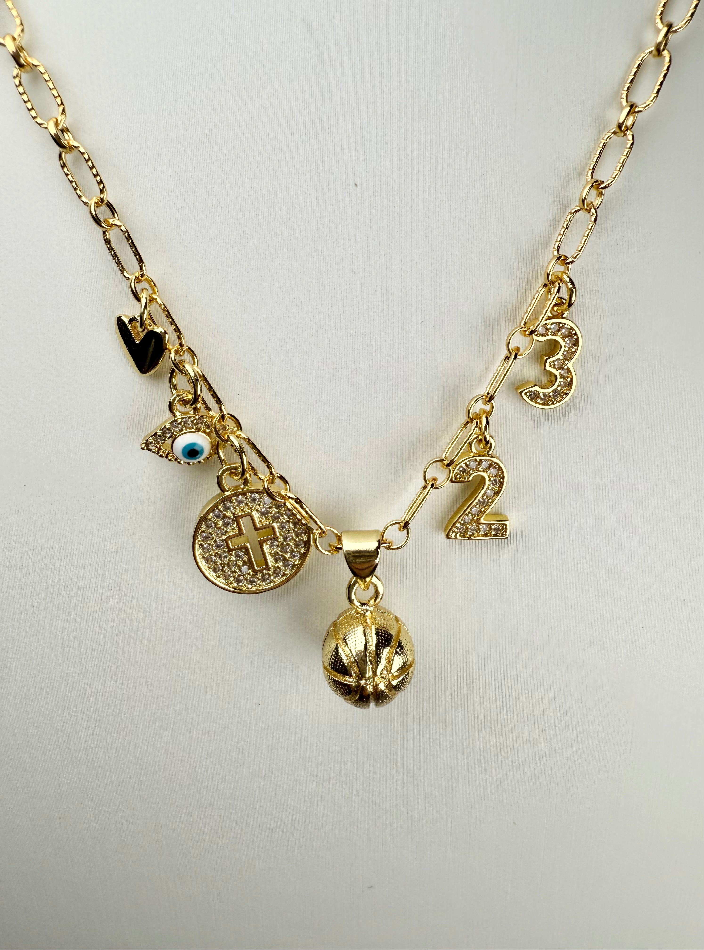 Number Charms 0-9 with Cubic Zirconia Accents
