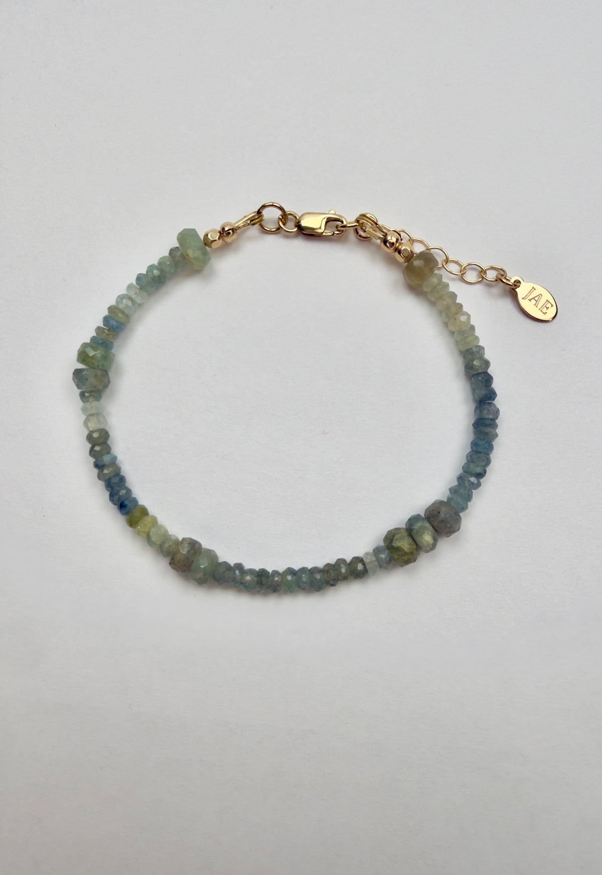 The Norma - Moss Aquamarine Beaded Bracelet