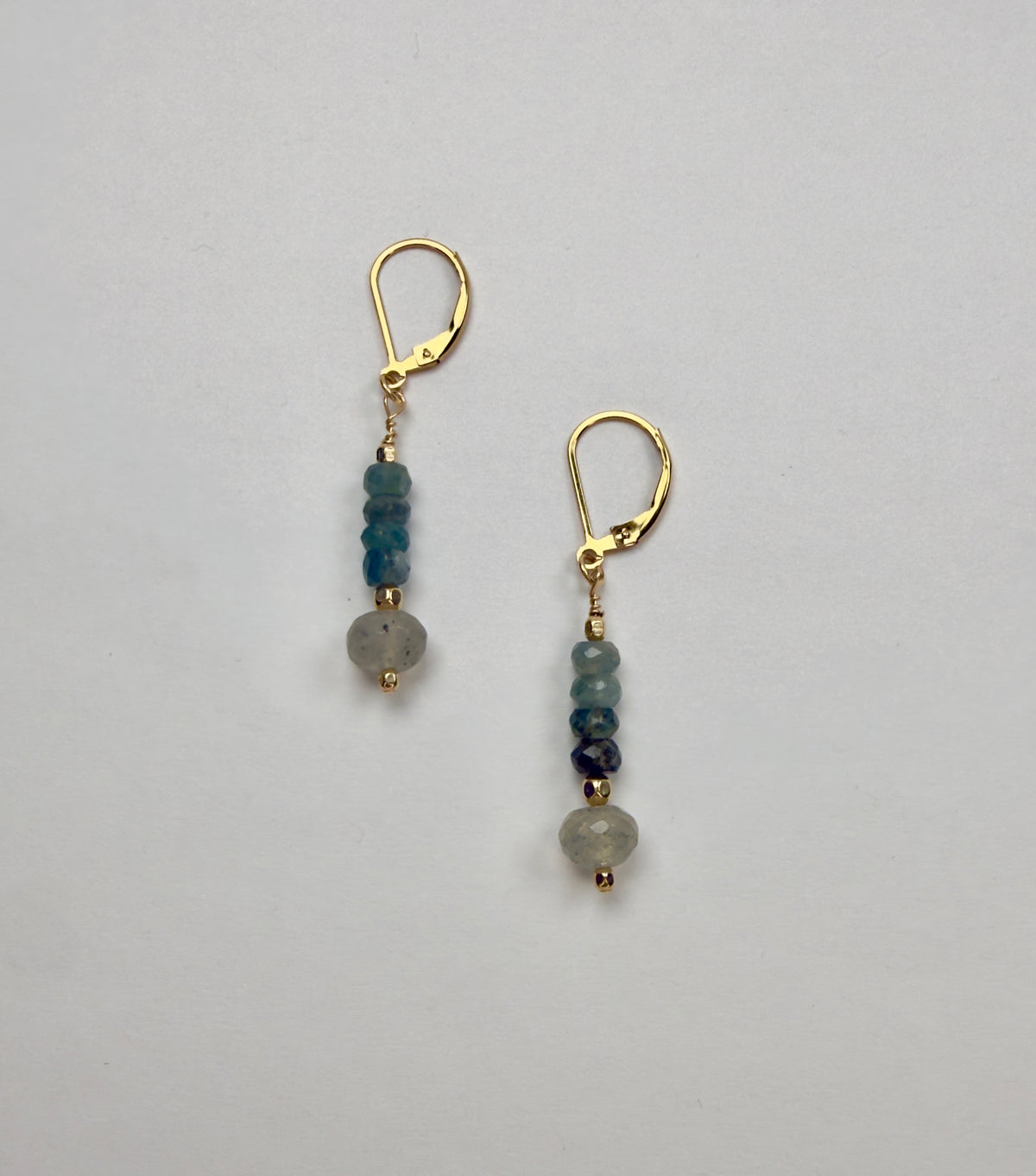The Matilda - Moss Aquamarine Drop Leverback Earrings