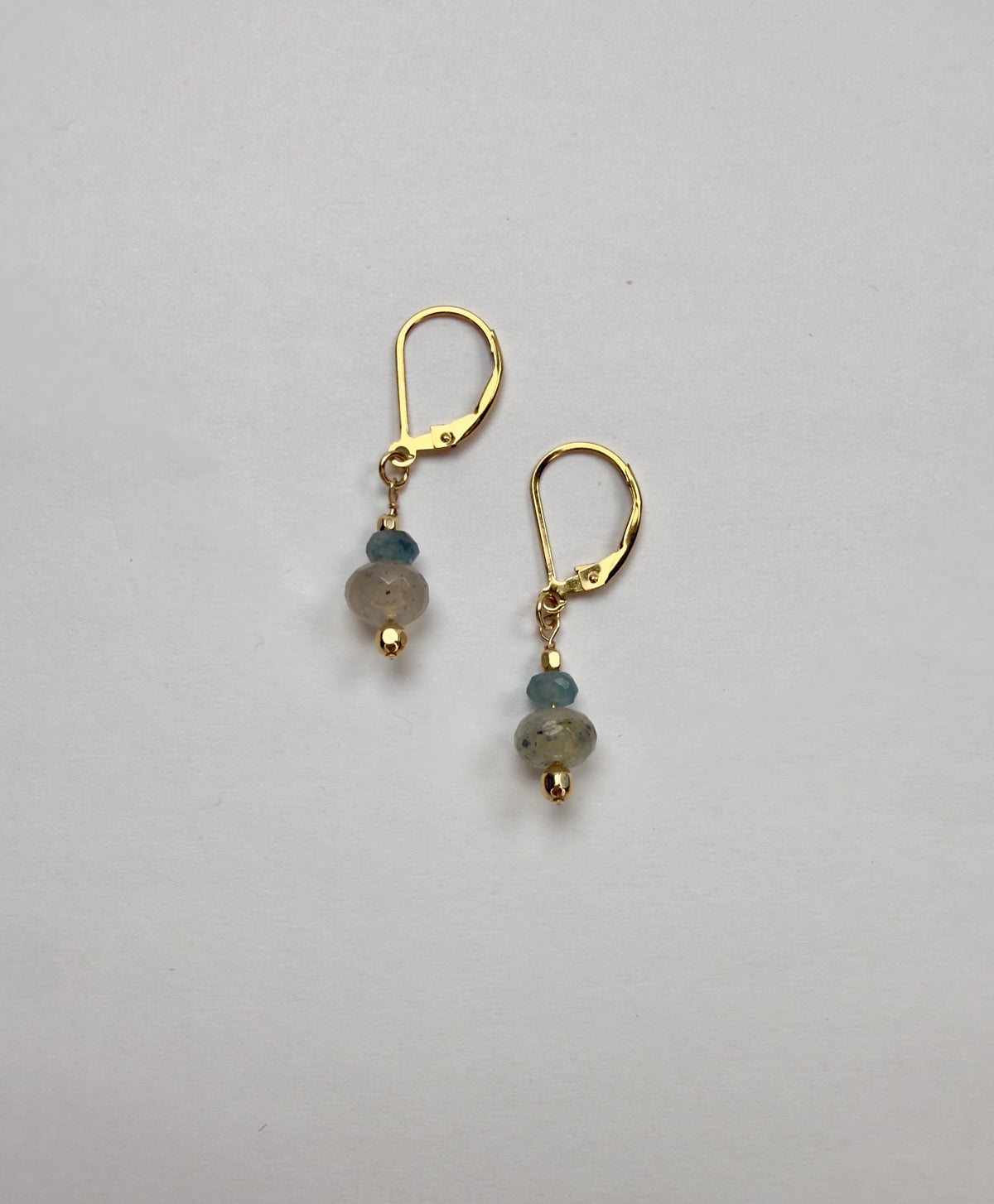The Marlowe - Moss Aquamarine Beaded Leverback Earrings