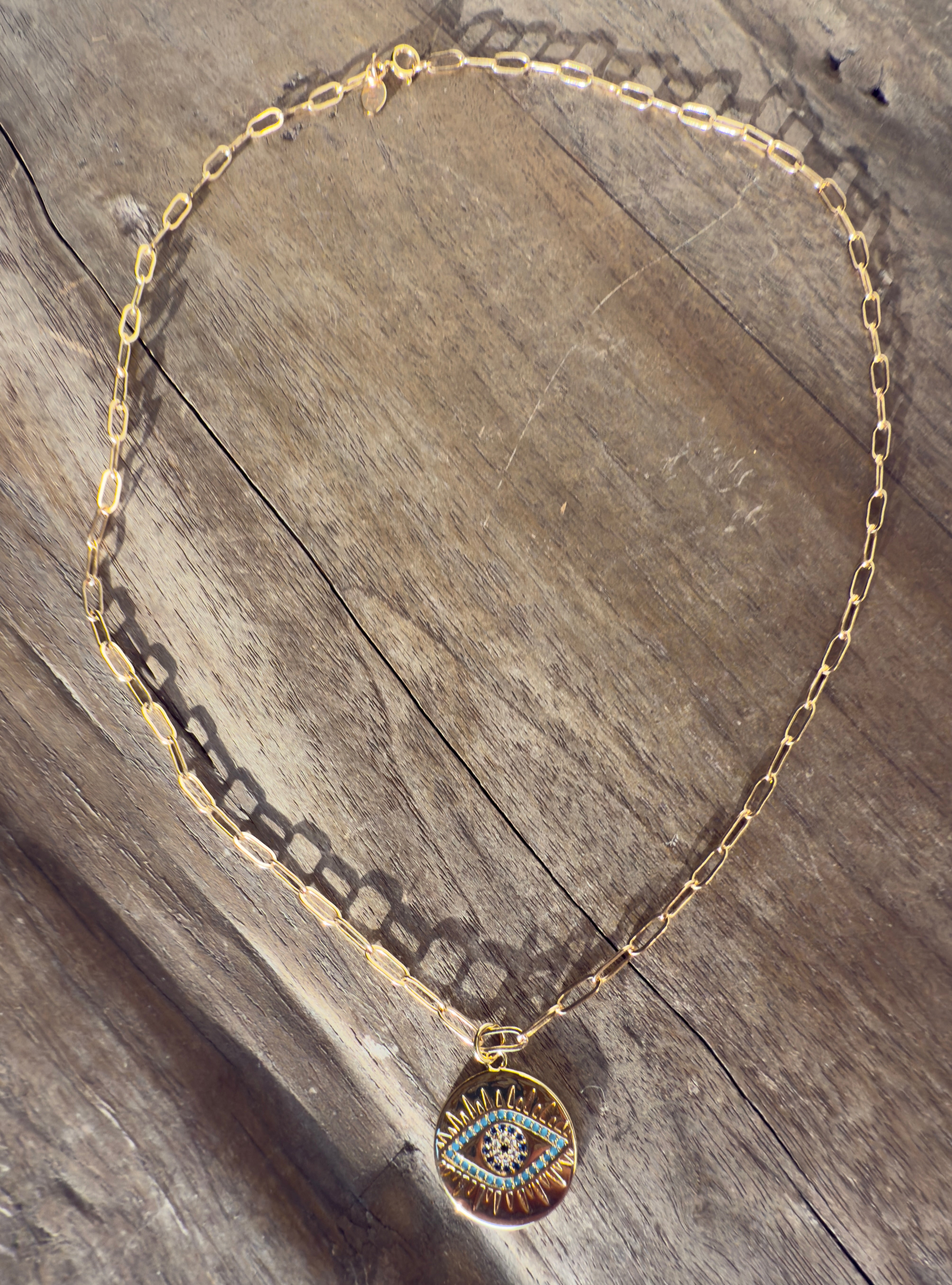 The Rouge - Evil Eye Enamel and Cubic Zirconia Medallion Necklace