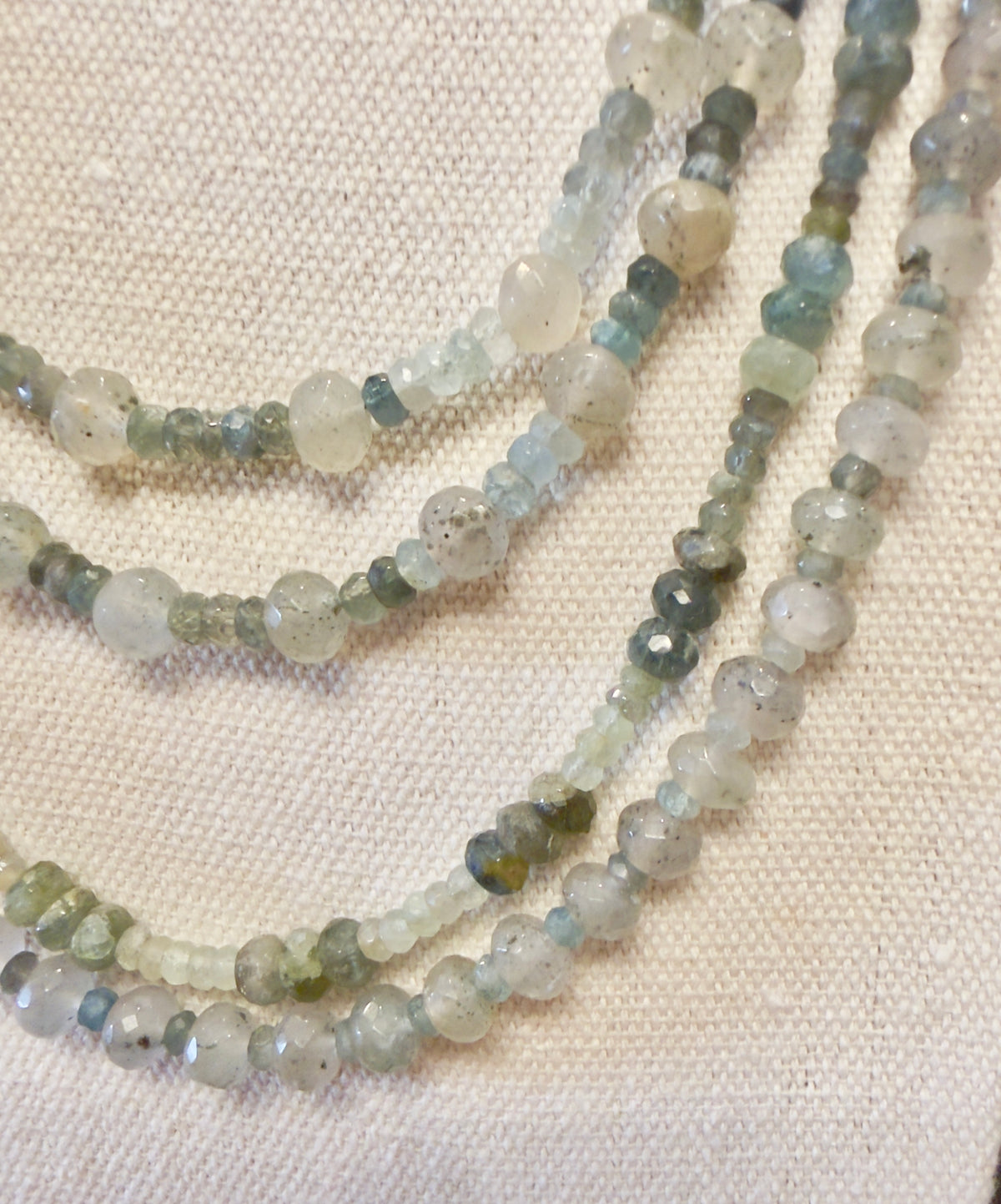 The Celeste - Moss Aquamarine Beaded Necklace
