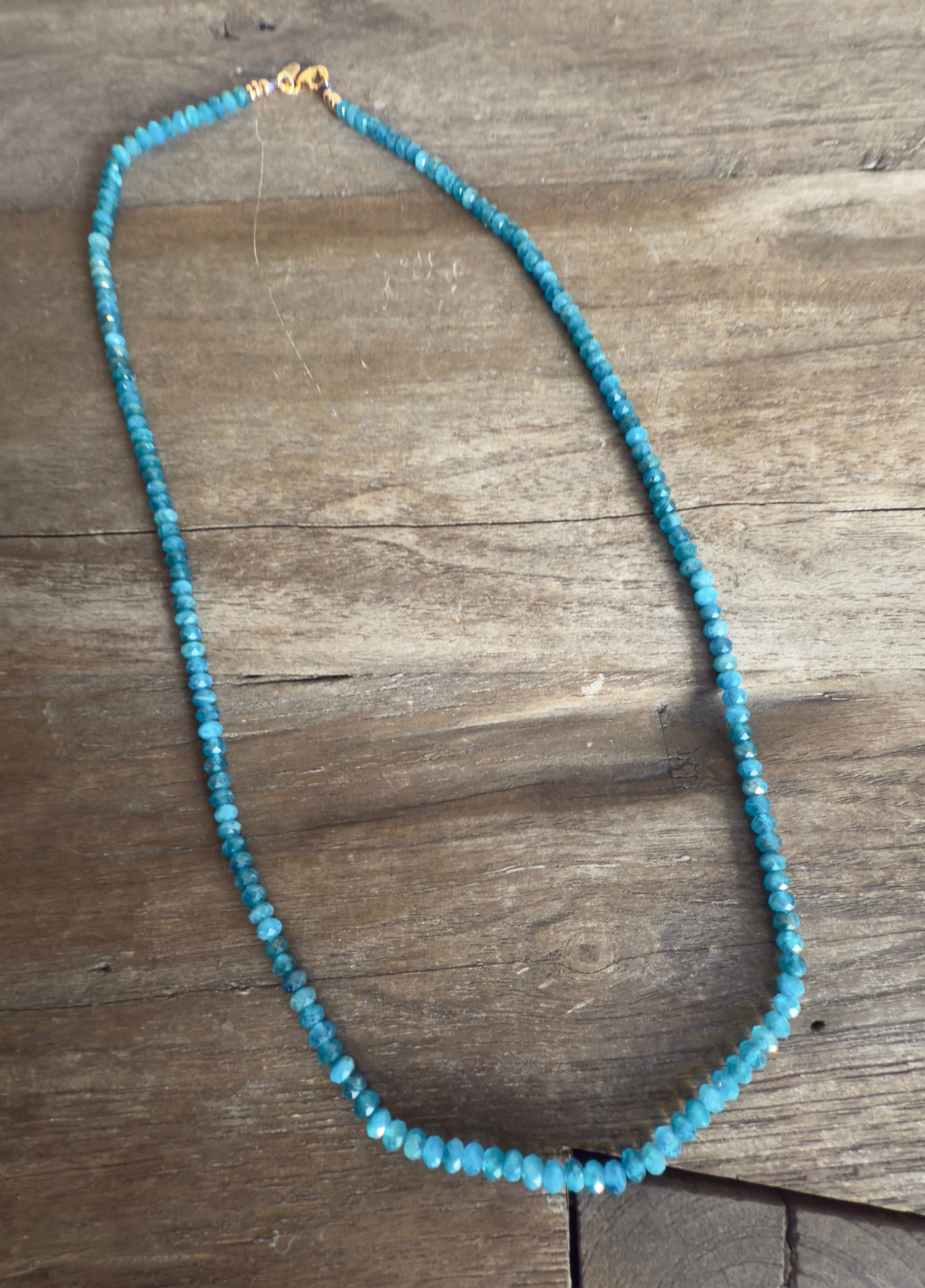 The Jax - Apatite Gemstone Beaded Necklace - 22" In Length
