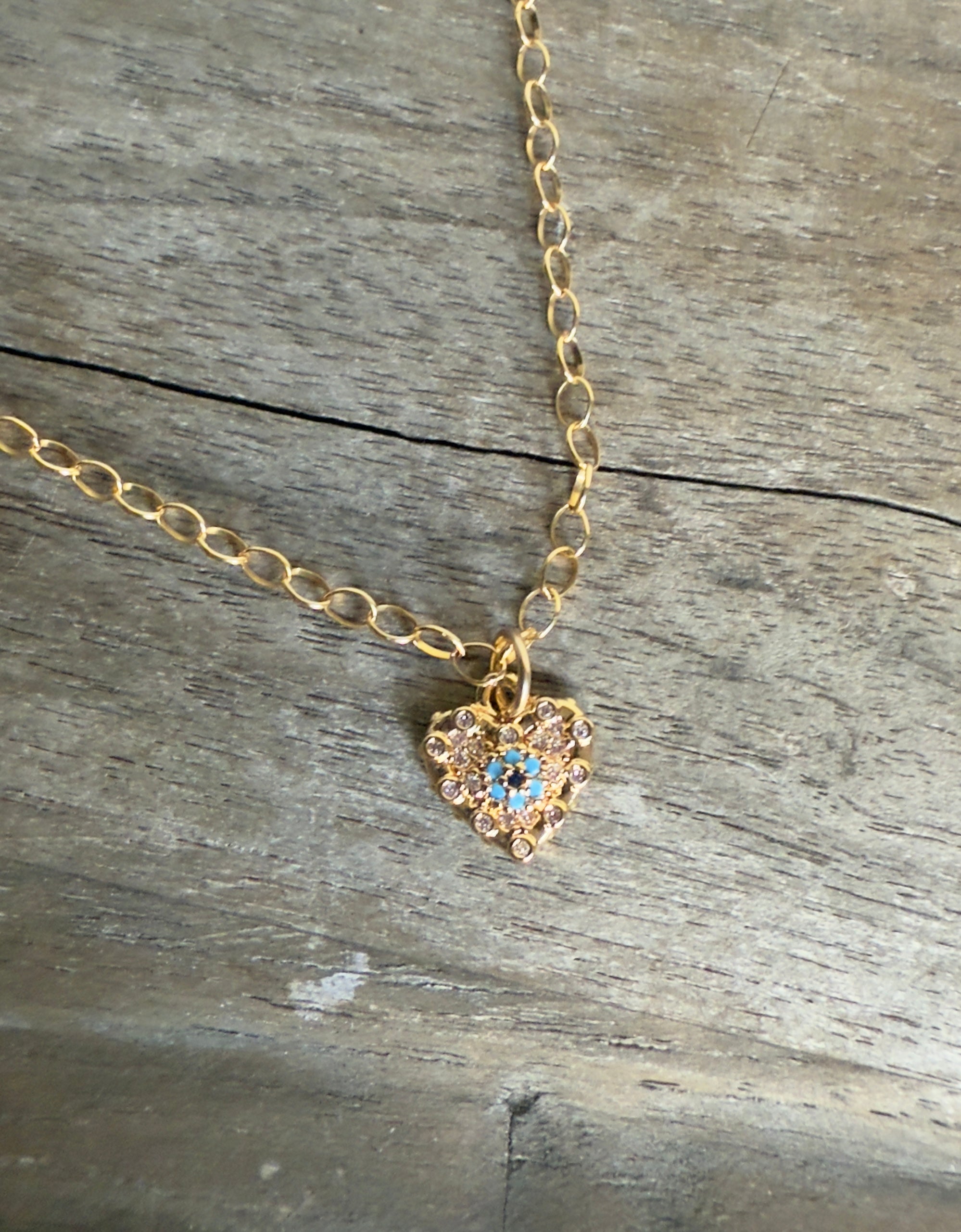 The Ivy -Evil Eye Heart with Cubic Zirconia Necklace
