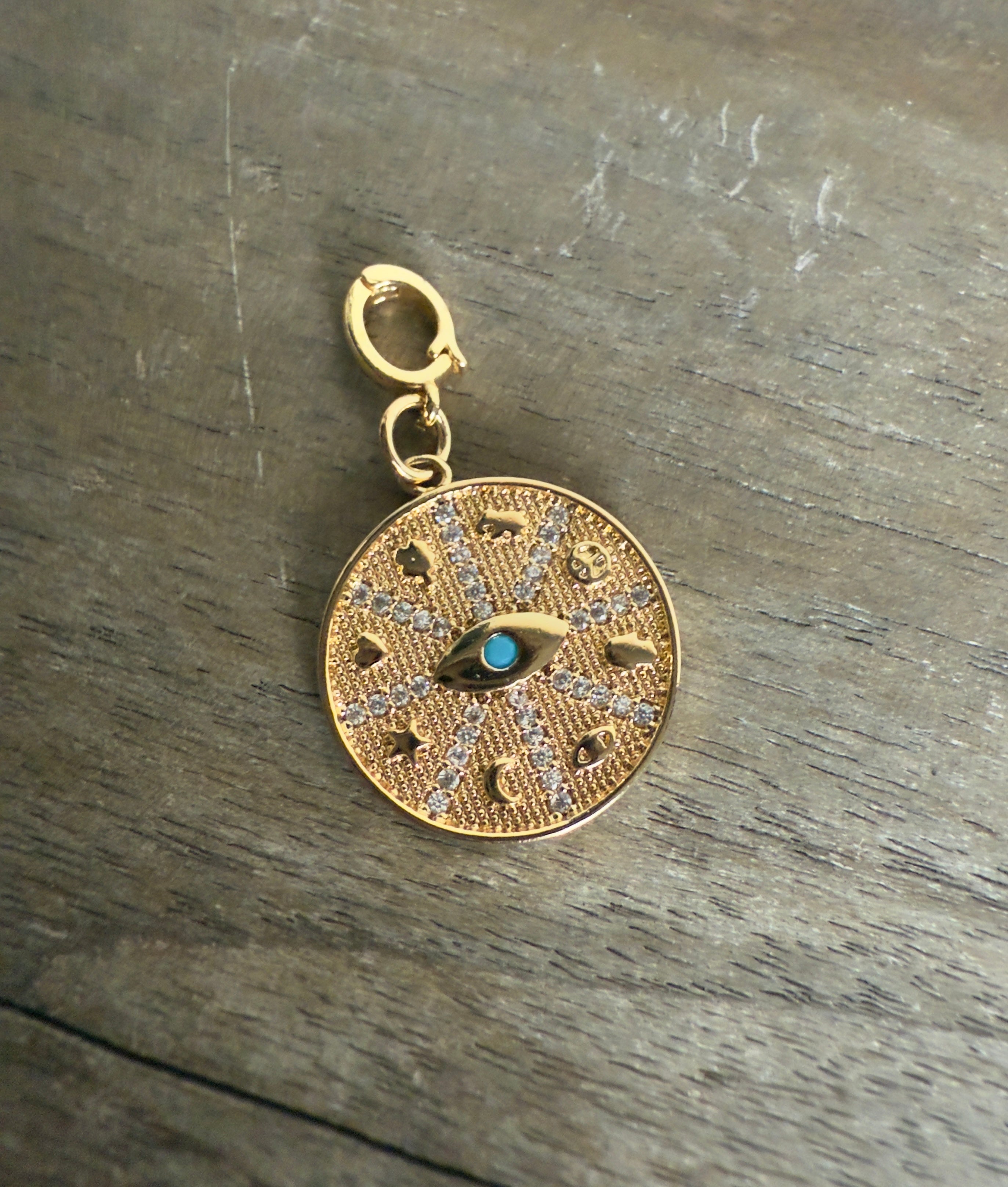 The Quinn - Gold Evil Eye Lucky Medallion Charm