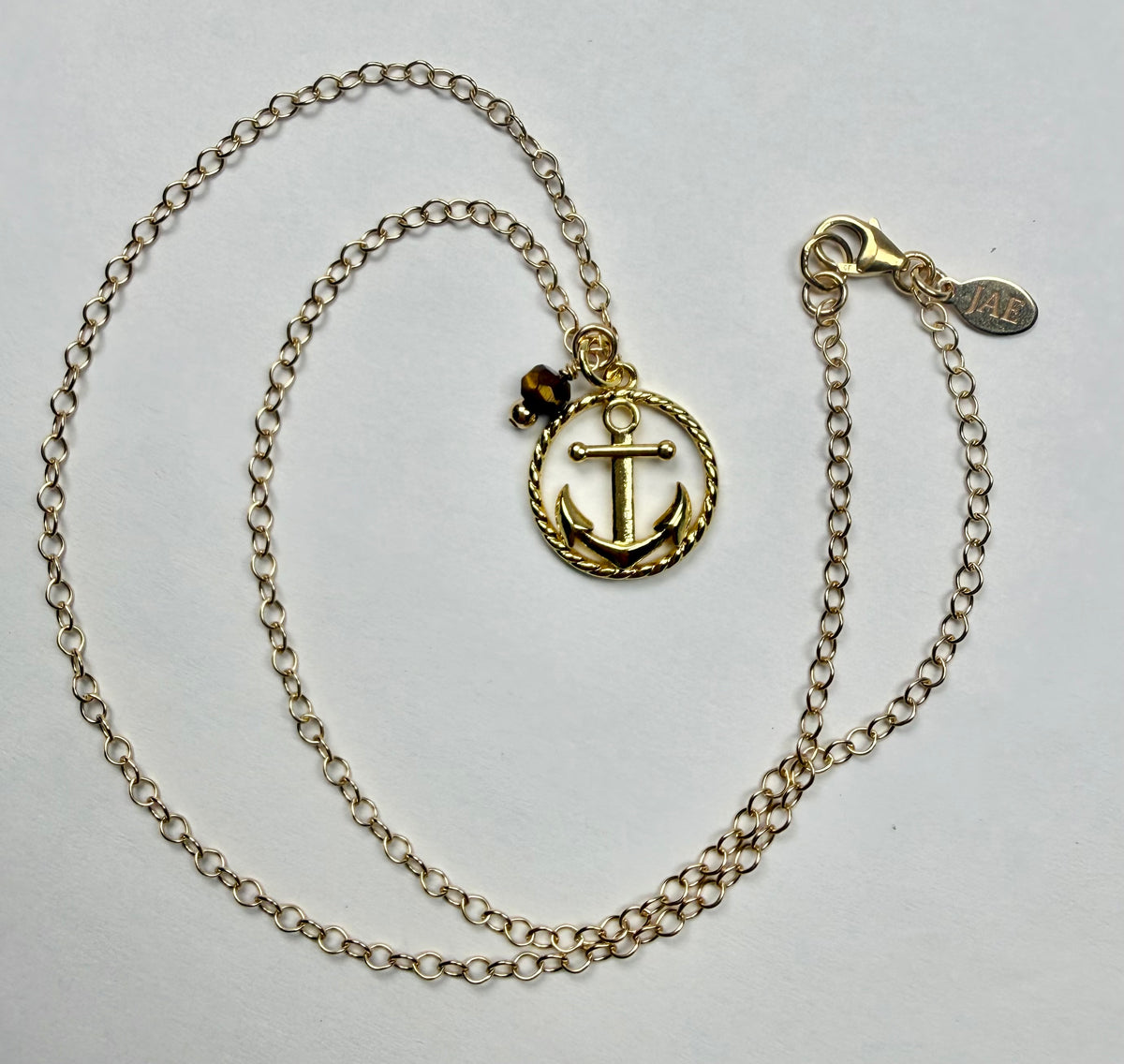 The Louisa - Anchor and Tiger's Eye Charm Necklace