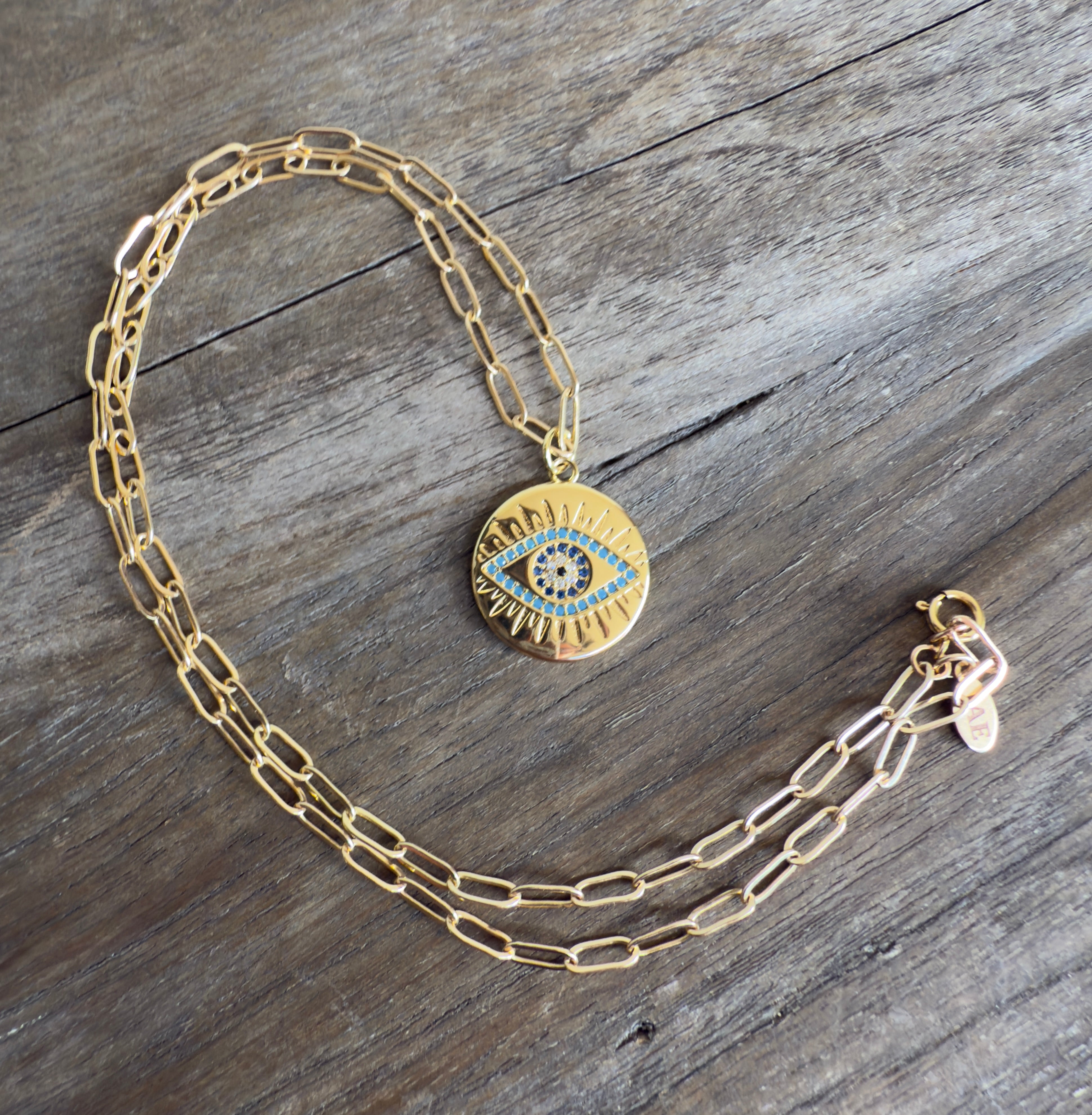 The Rouge - Evil Eye Enamel and Cubic Zirconia Medallion Necklace