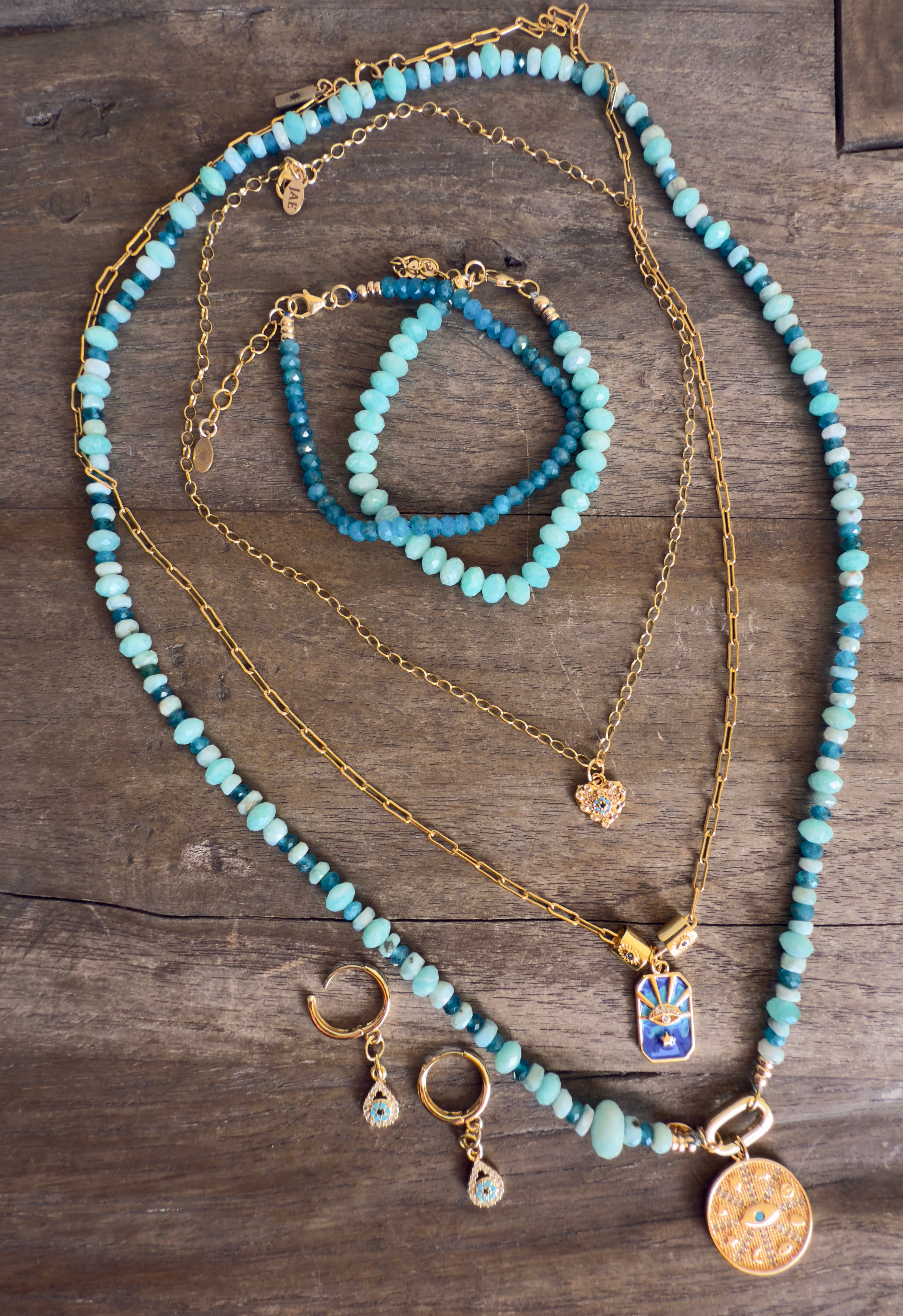 The Hydra - Larimar, Amazonite and Apatite Gemstone Beaded Necklace