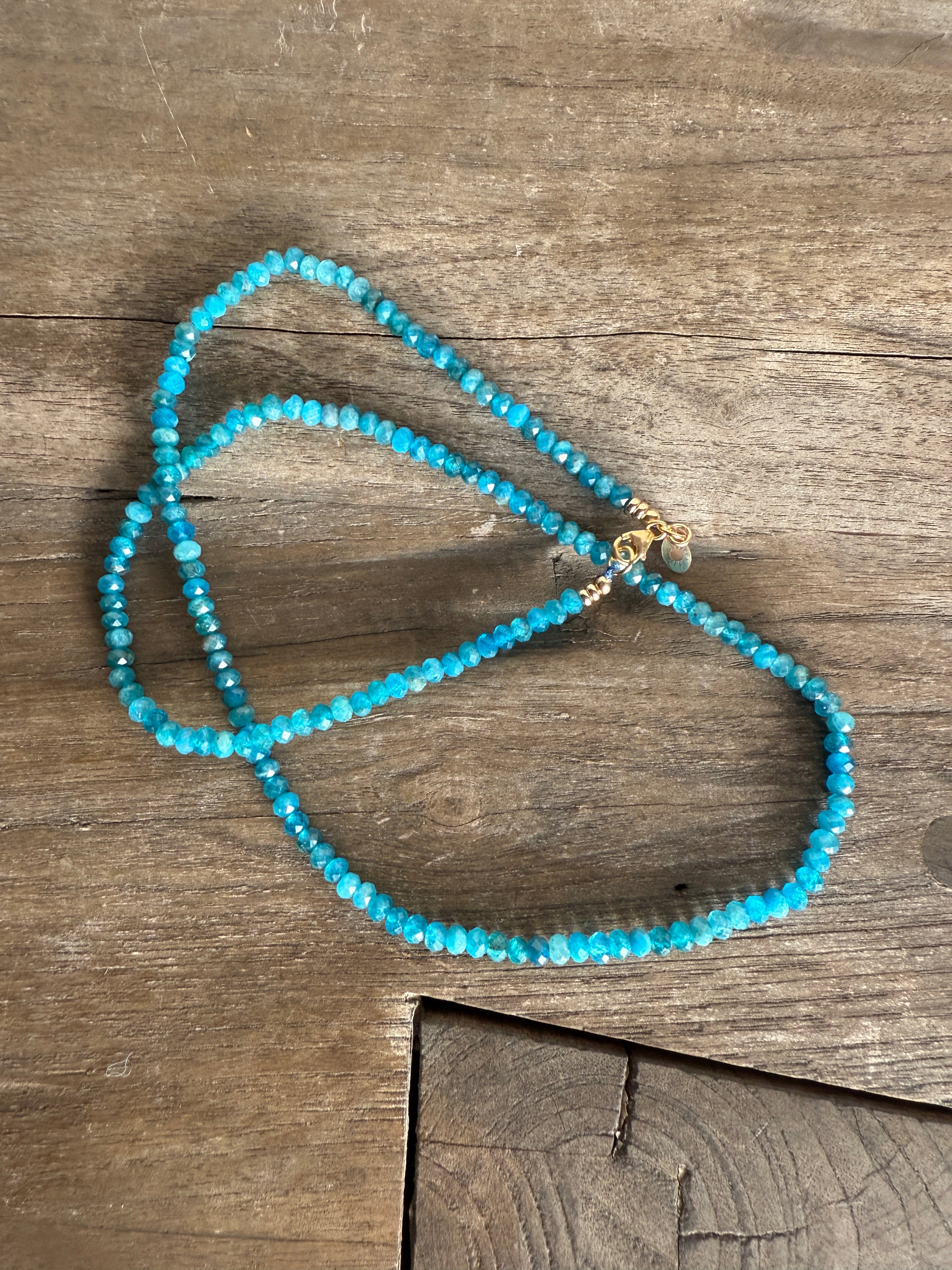 The Jax - Apatite Gemstone Beaded Necklace - 22" In Length