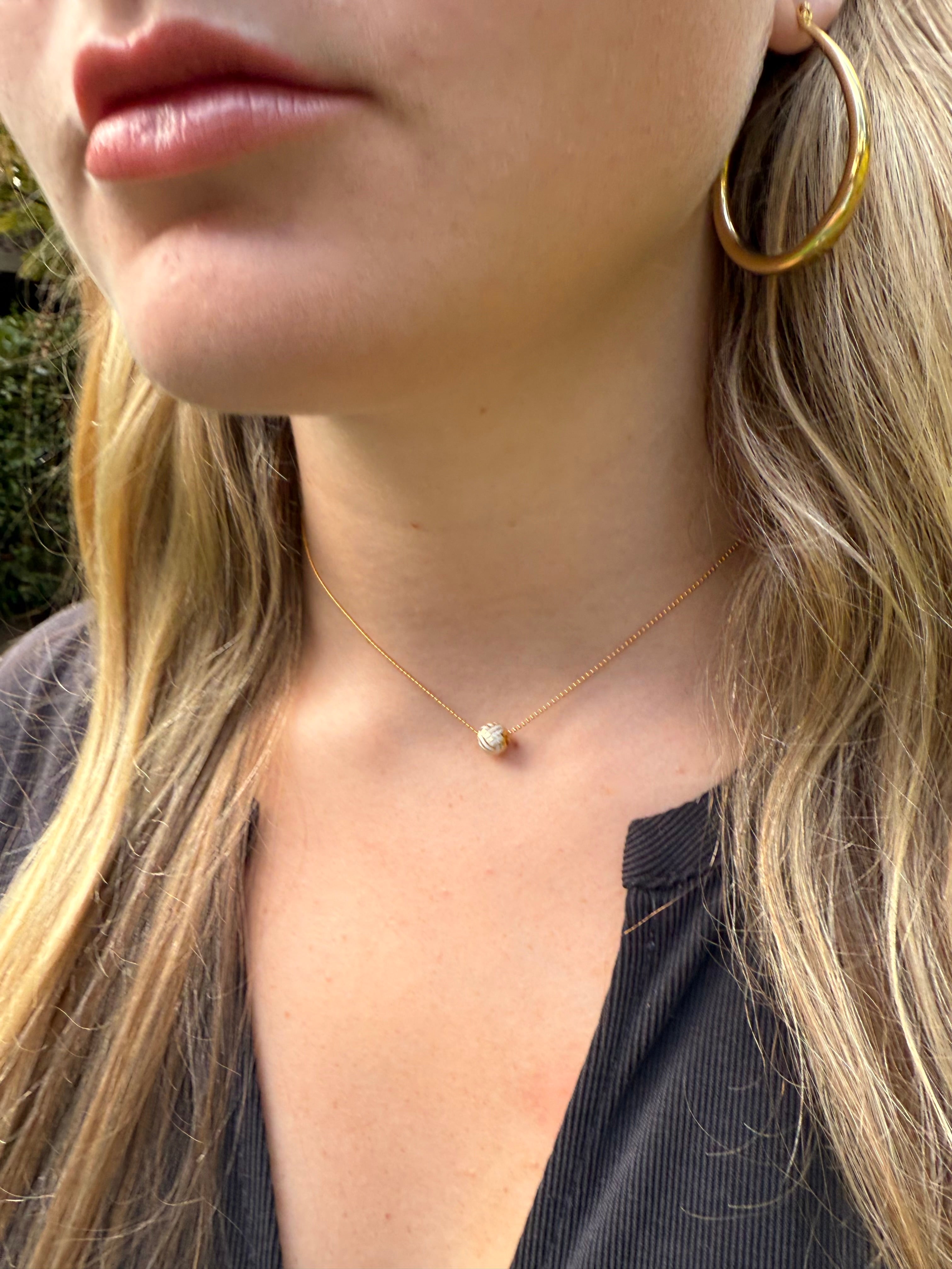 The May - Floating Volleyball Necklace -Adjustable 16"-18" Inches