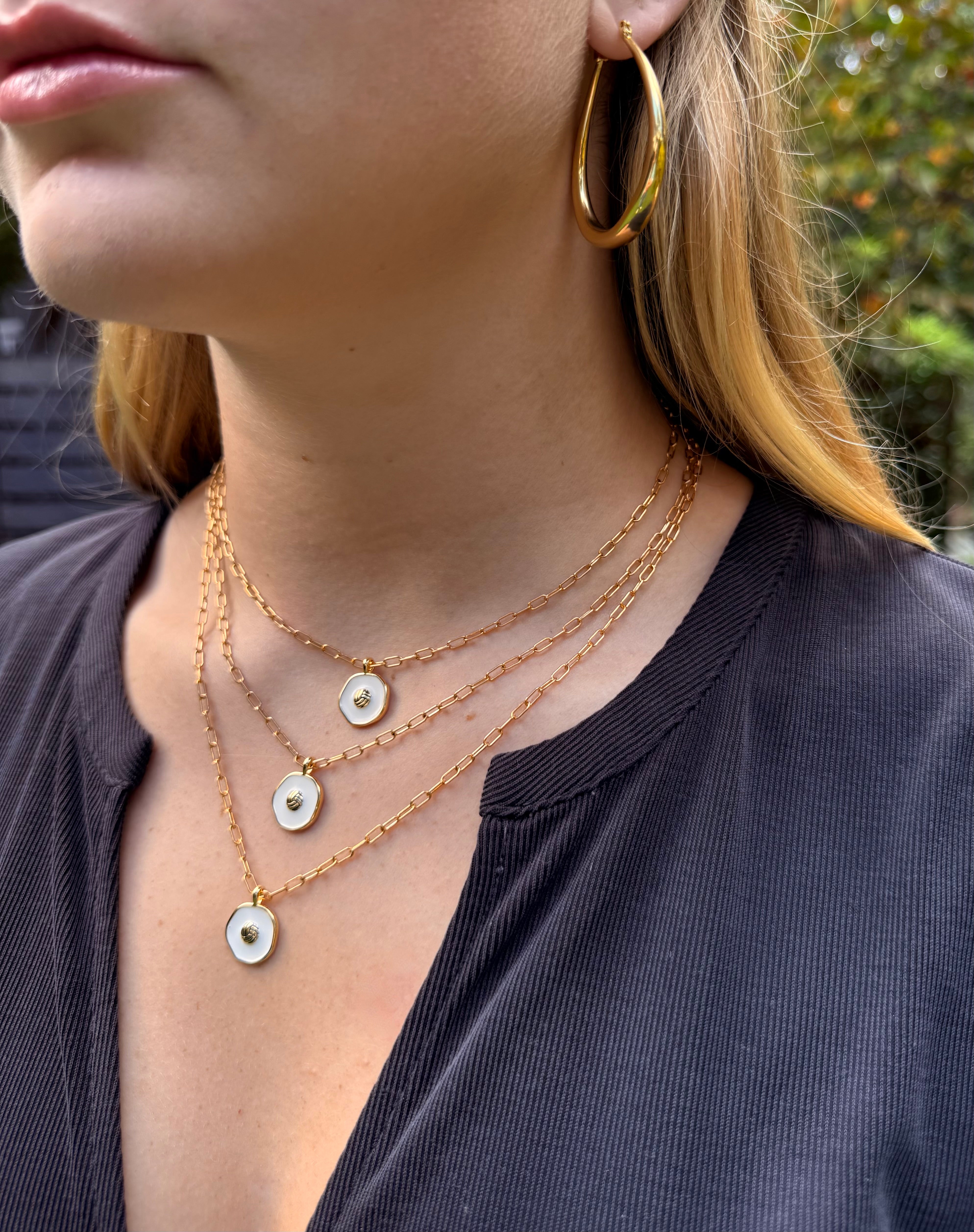 The Larson - Enamel Volleyball Medallion Necklace