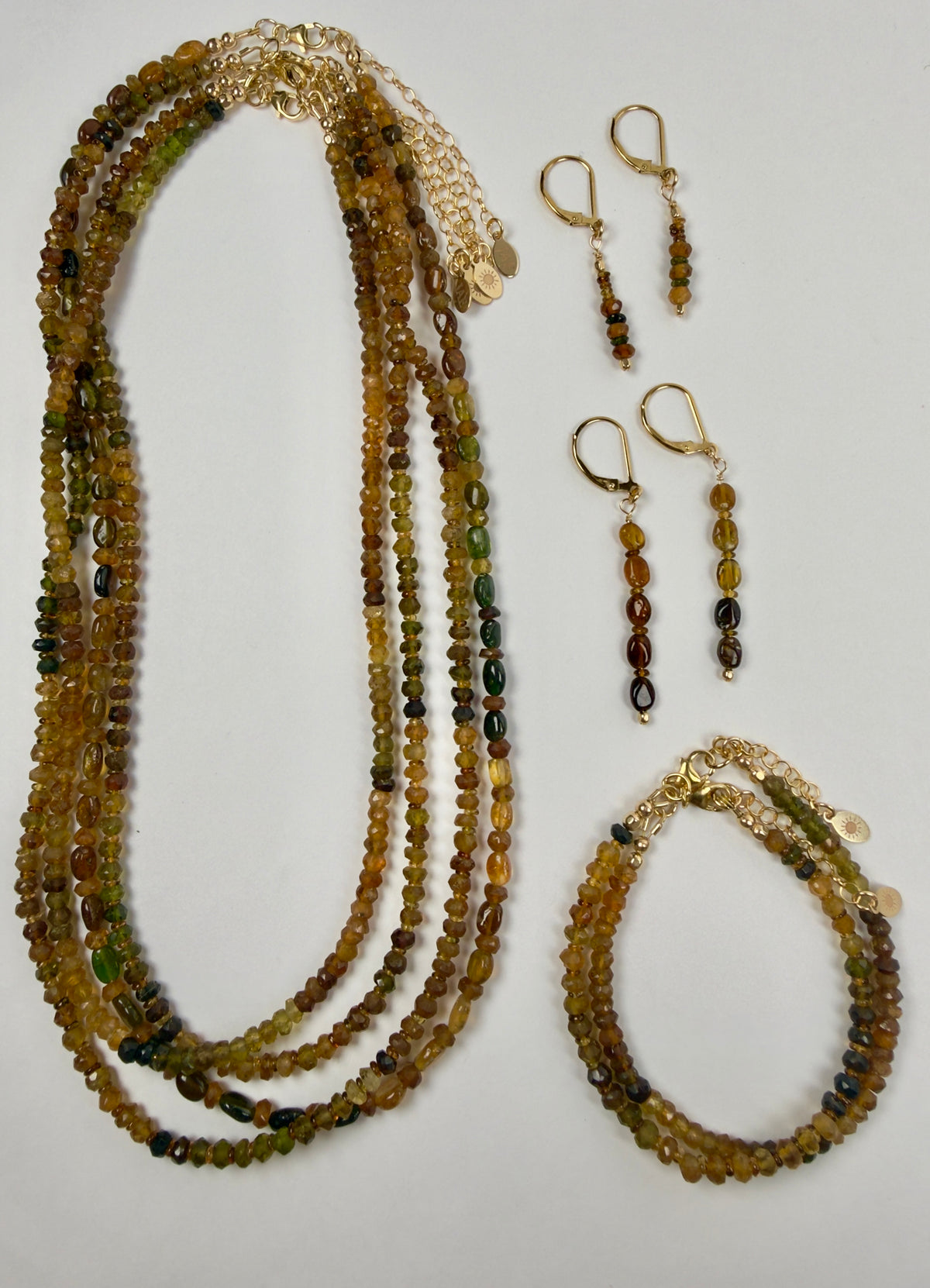 The Carrie - Amber & Green Tourmaline Earrings