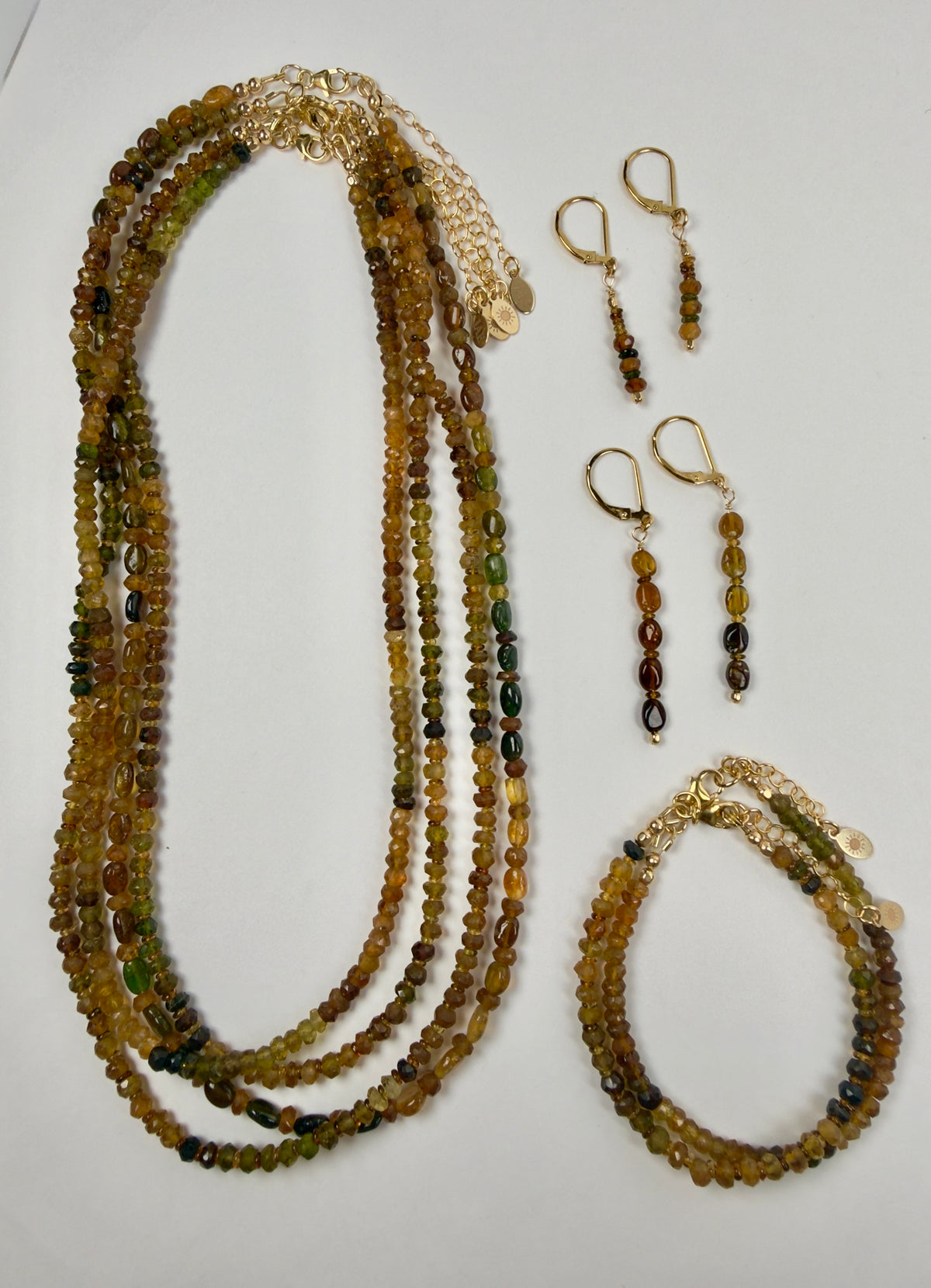 The Tracee - Amber & Green Tourmaline Beaded Bracelet