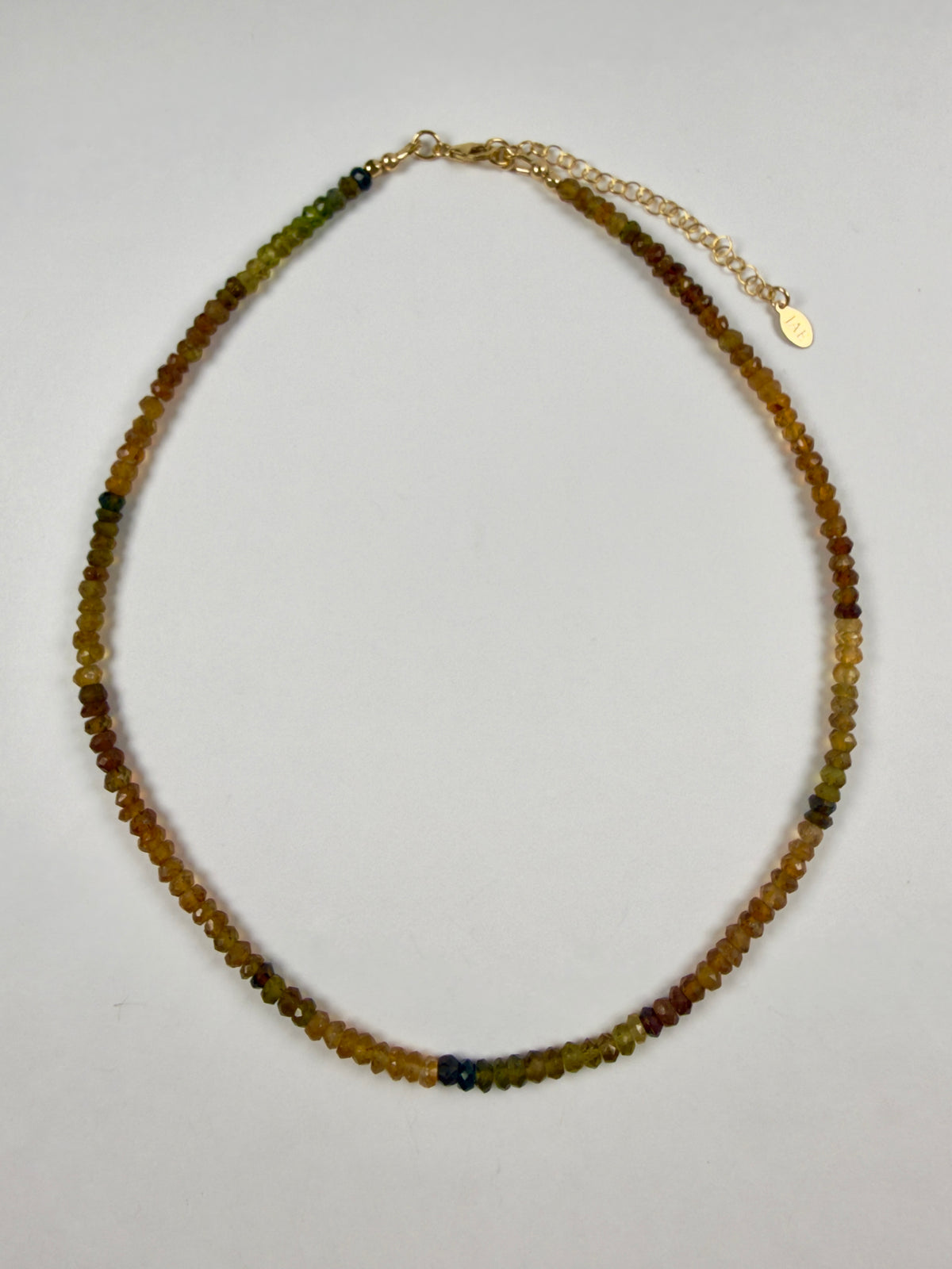 The Lena - Amber & Green Tourmaline Beaded Necklace