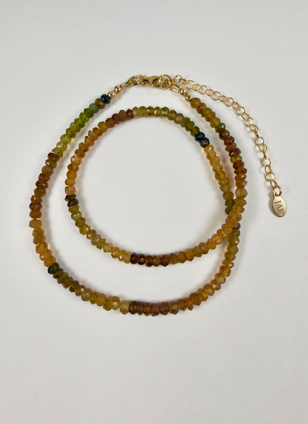 The Lena - Amber & Green Tourmaline Beaded Necklace