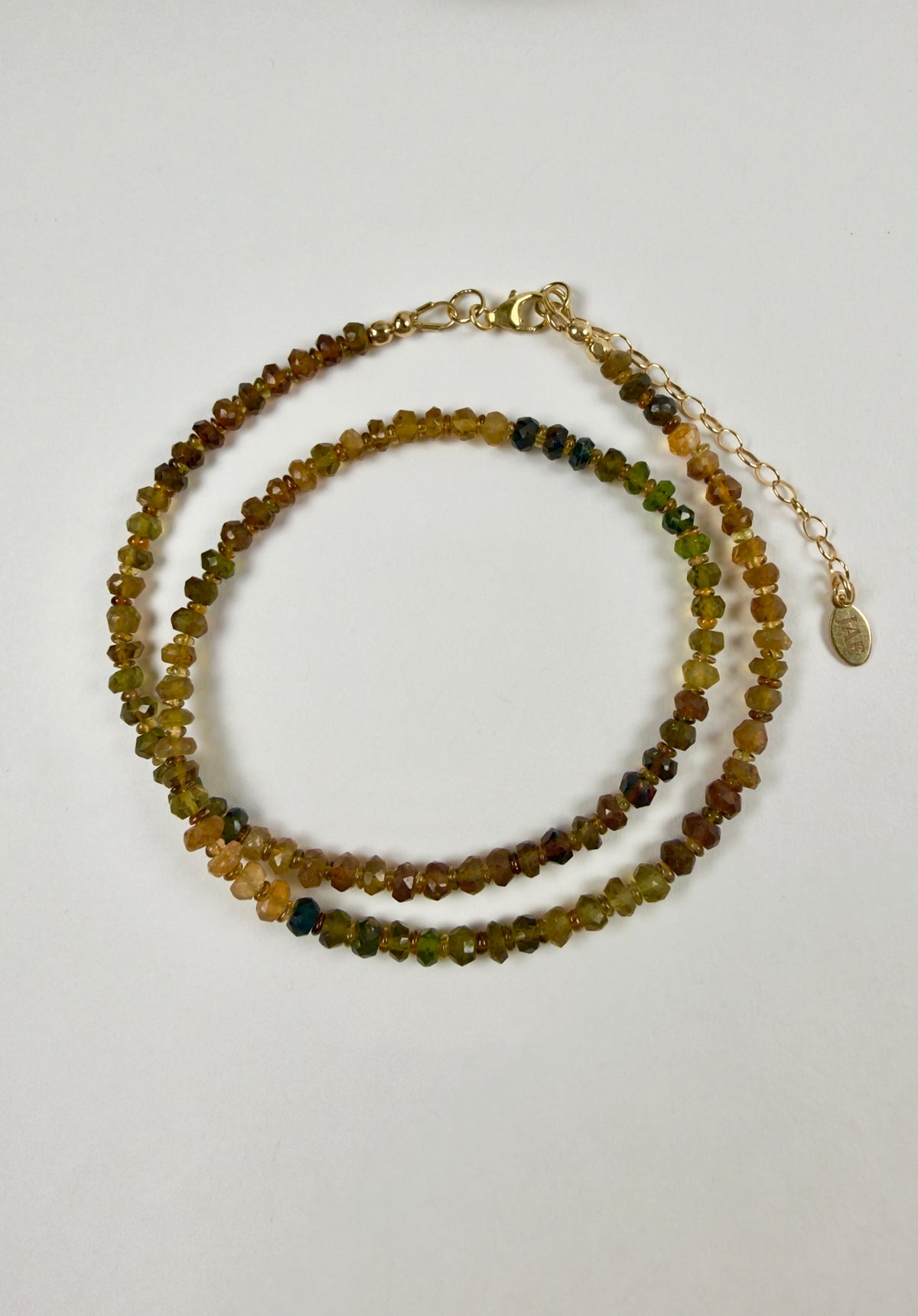 The Dakota - Amber & Green Tourmaline Beaded Necklace