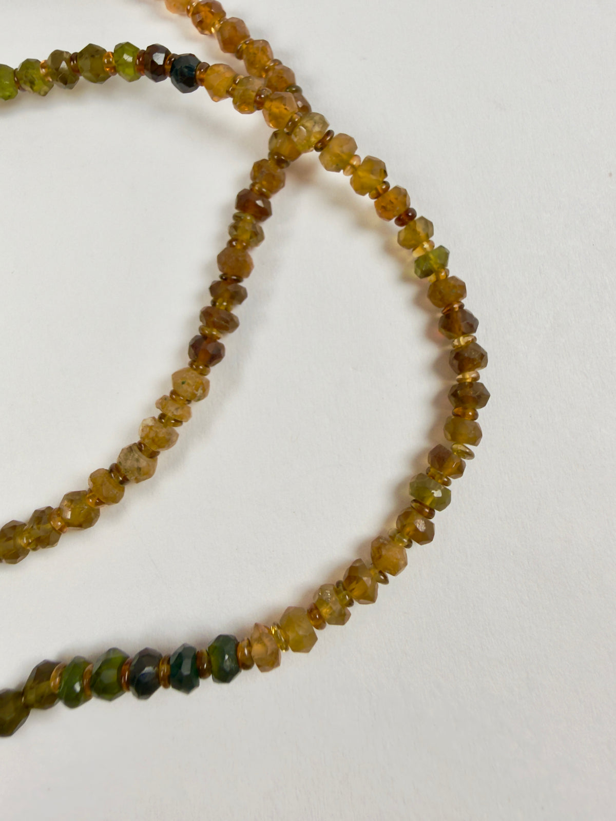 The Camilla - Amber & Green Tourmaline Beaded Necklace
