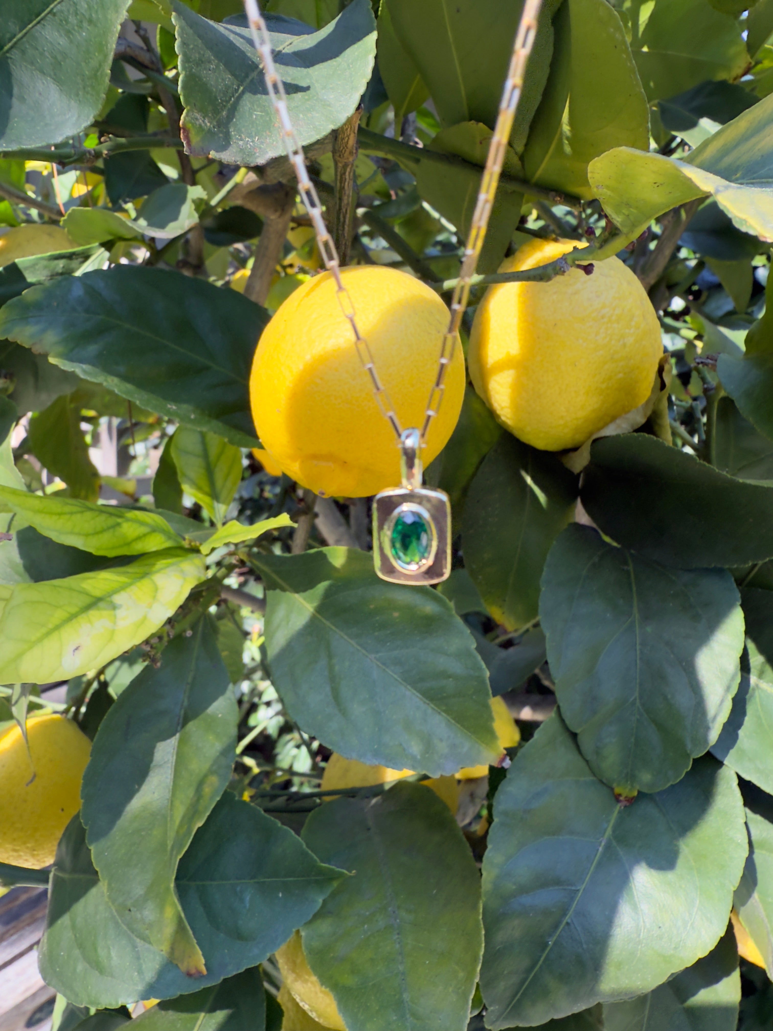 The Jean - Gold and Emerald Green Charm Necklace