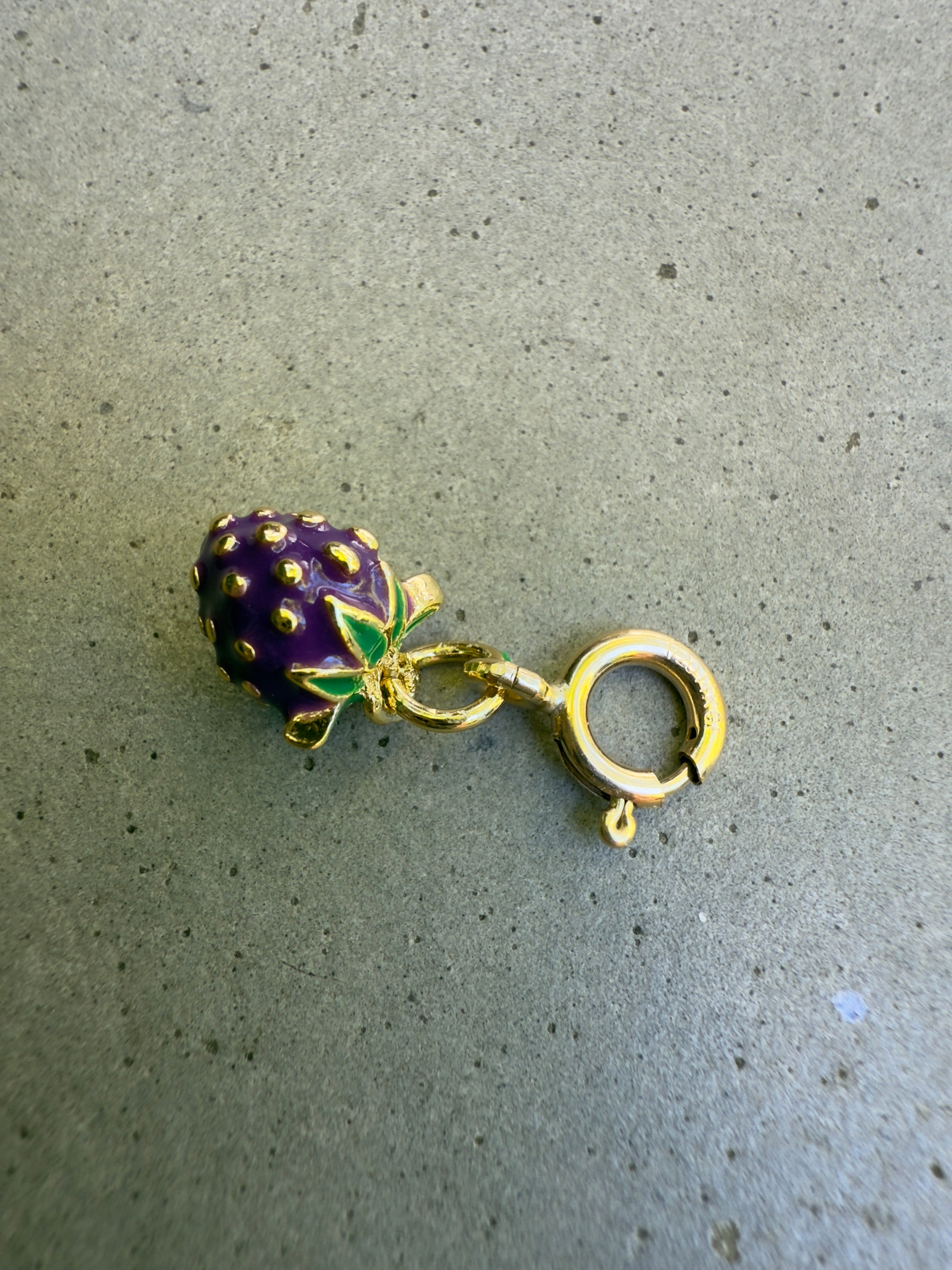 Purple Strawberry Fruit Charm with Clip-on Connector