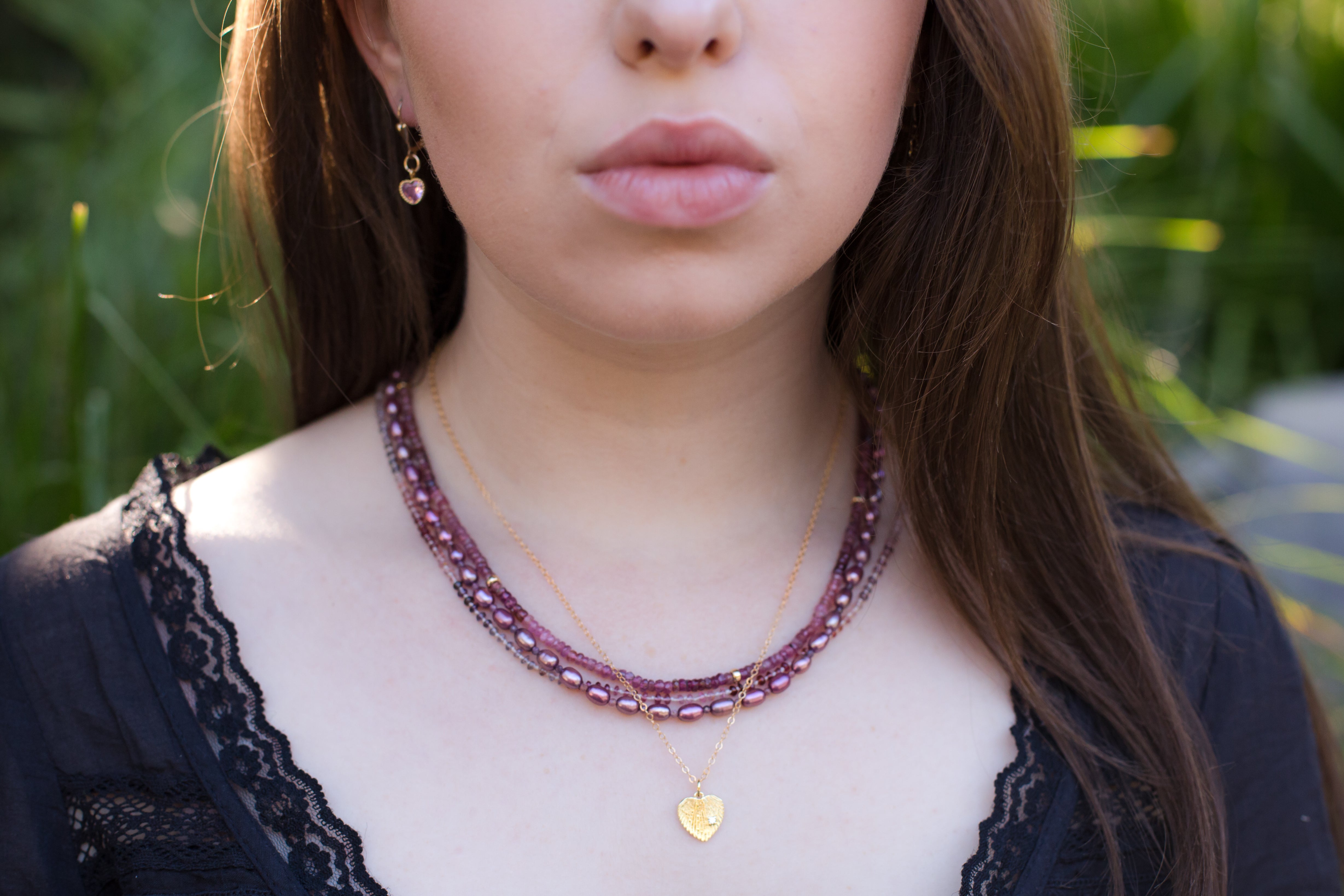 The Lee Lee - 14k Gold Sunburst Heart Necklace