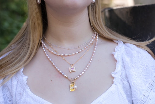 The Patricia - Light Pink Freshwater Pearl & Rose Quartz Necklace