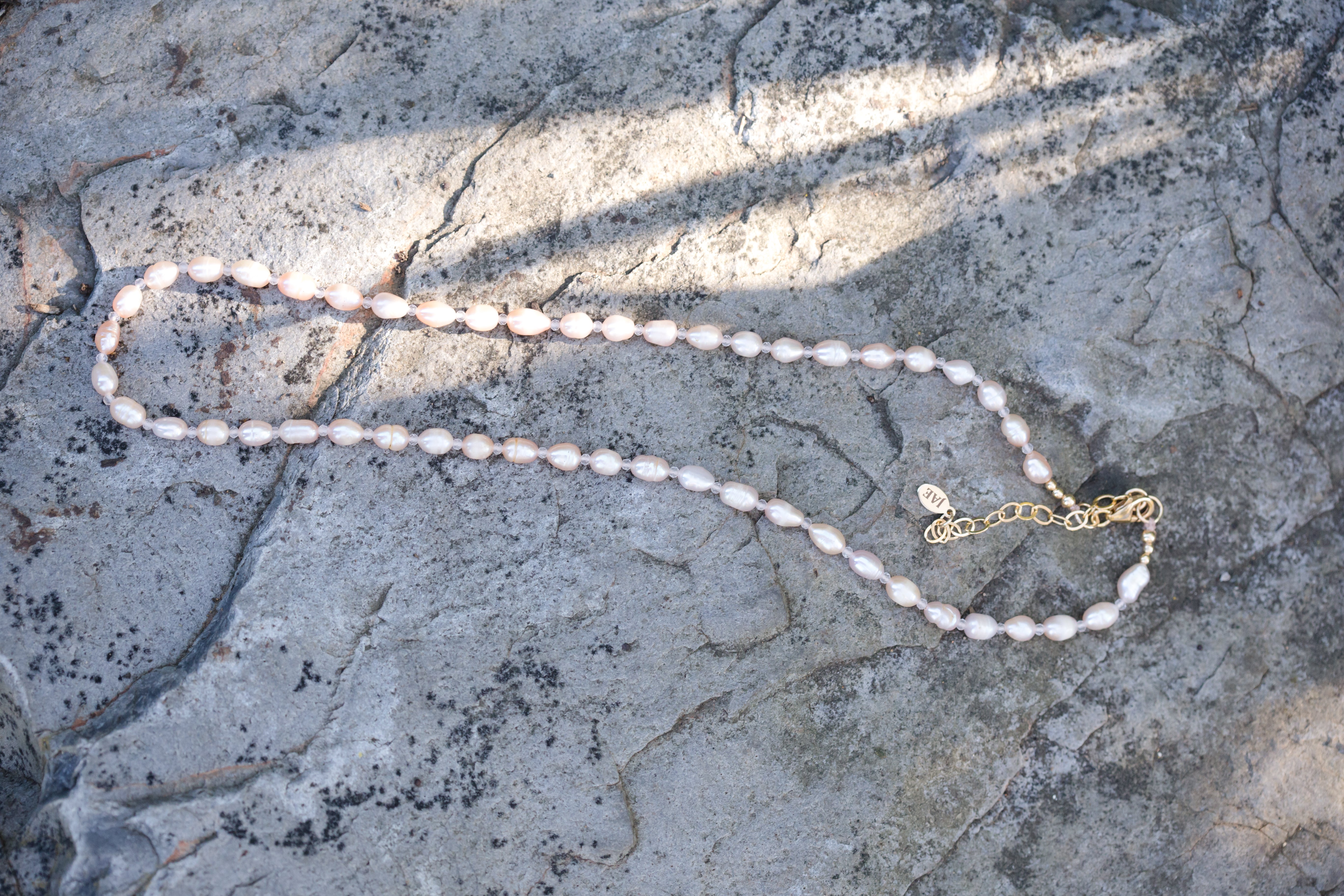 The Patricia - Light Pink Freshwater Pearl  & Rose Quartz Necklace