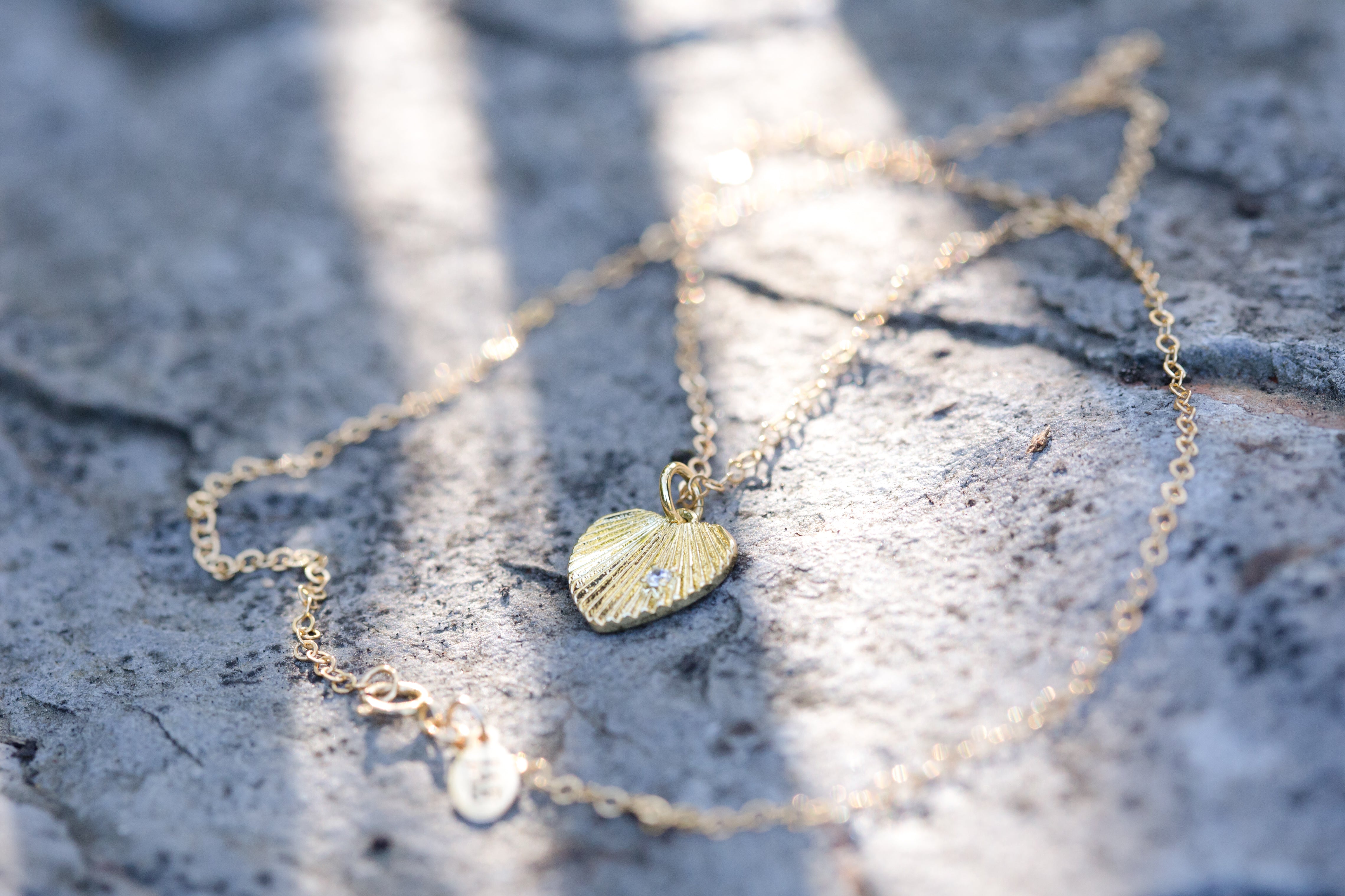The Lee Lee - 14k Gold Sunburst Heart Necklace