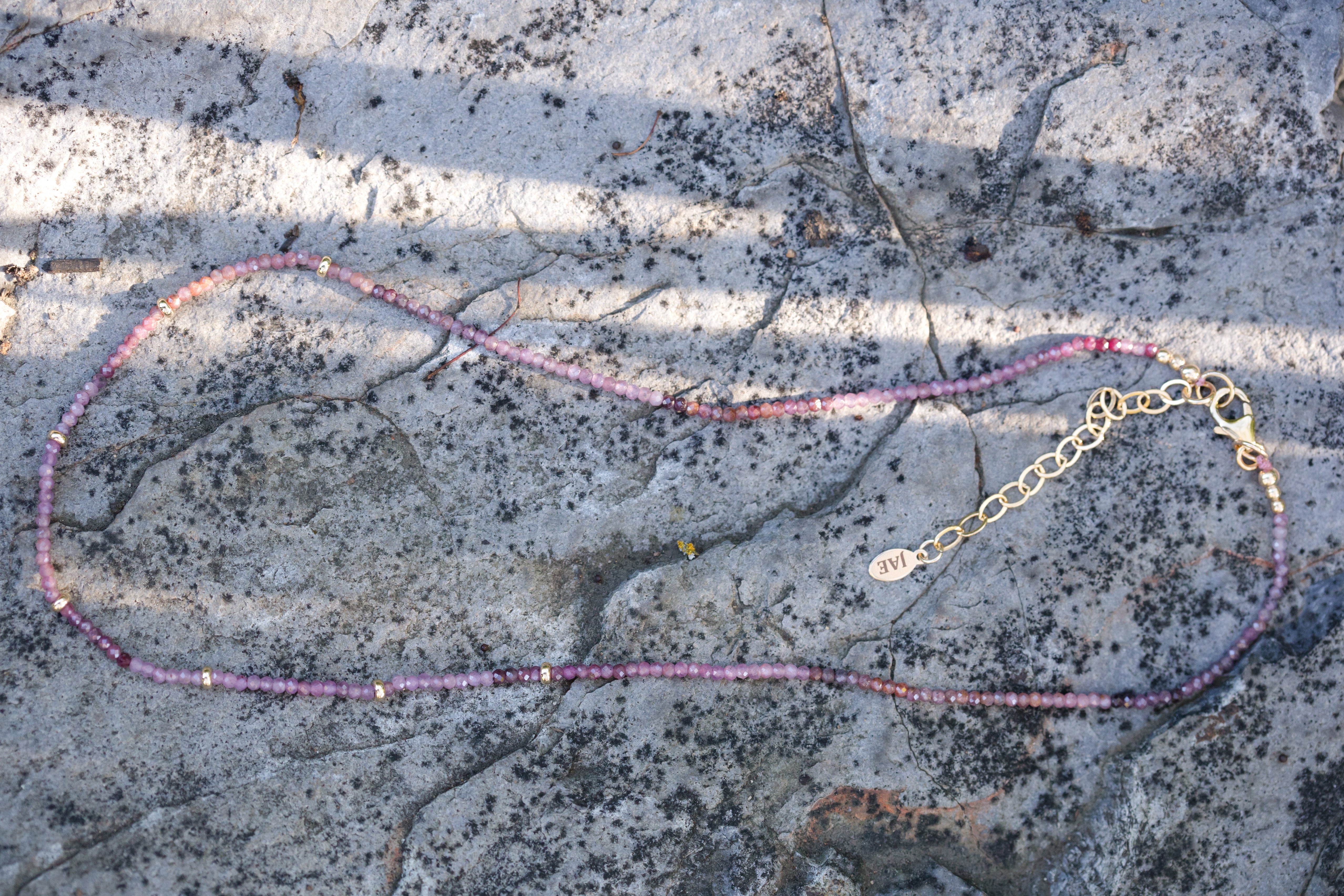 The Lizzy - Pink Tourmaline Shaded and Station Bead Necklace