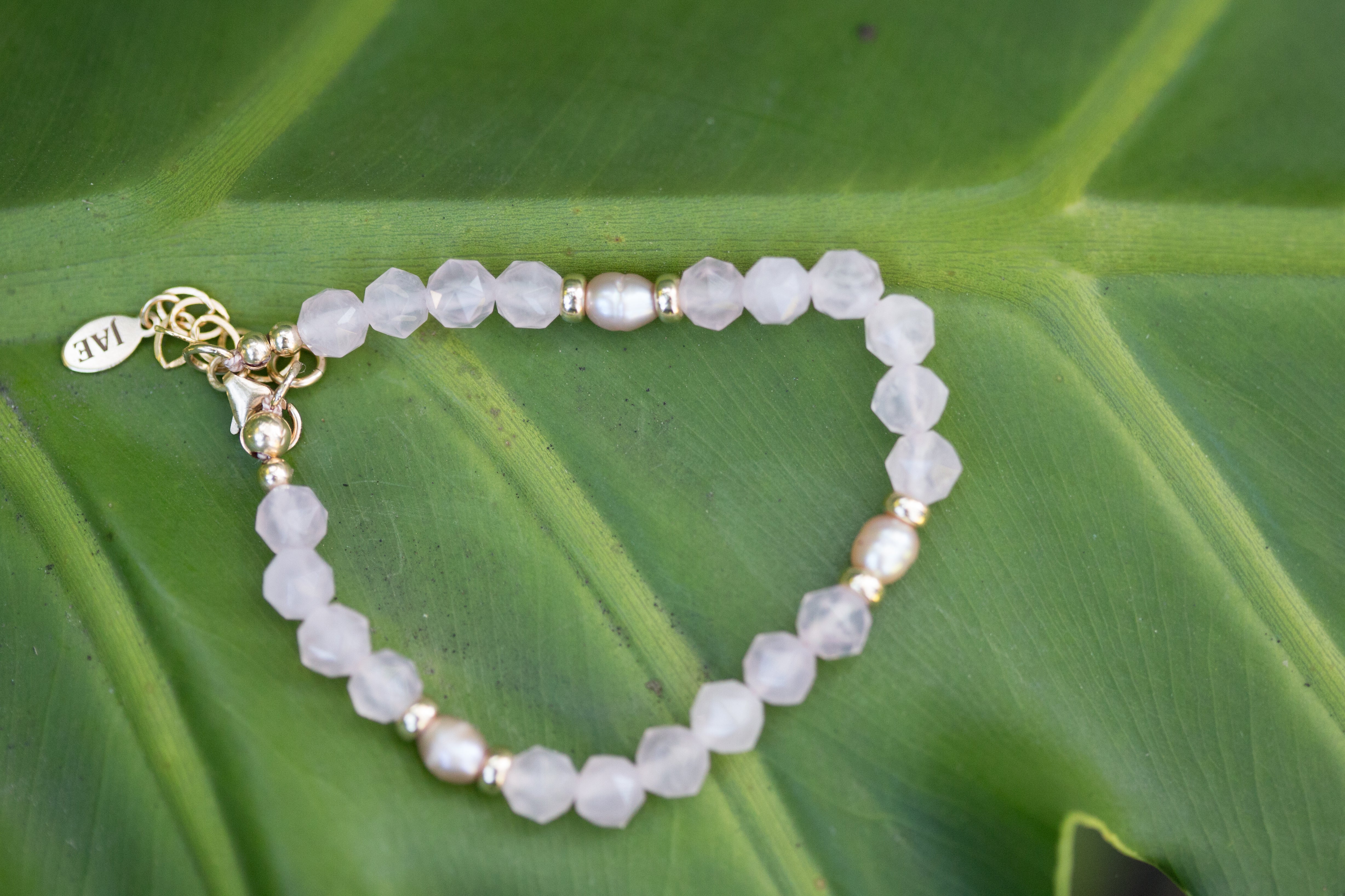 The Rose - Rose Quartz with Gold and Pearl Accent Beads Bracelet