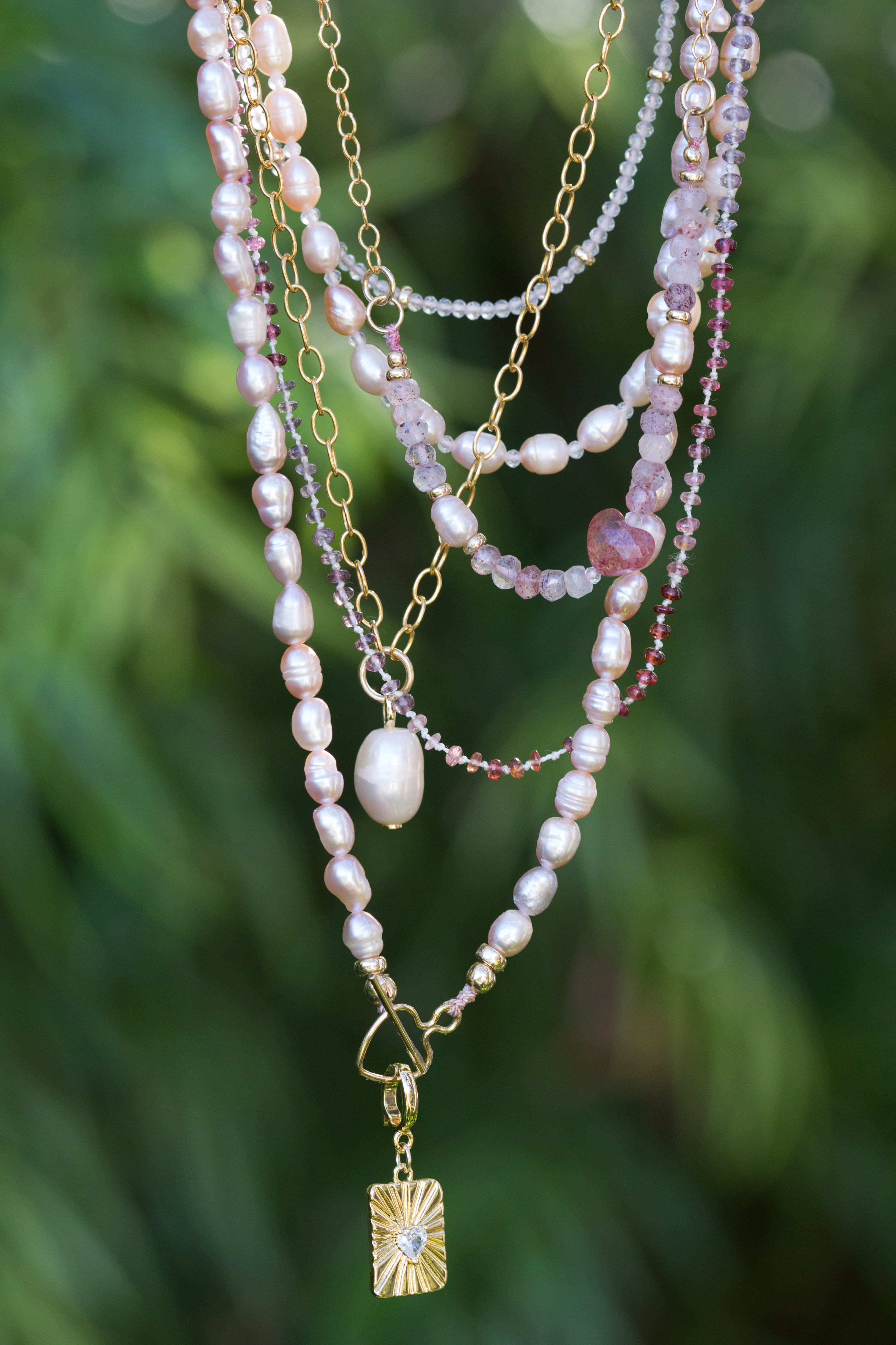 The Finnley - Rectangular Sunburst Gold Heart and CZ Stone Clip-On Charm