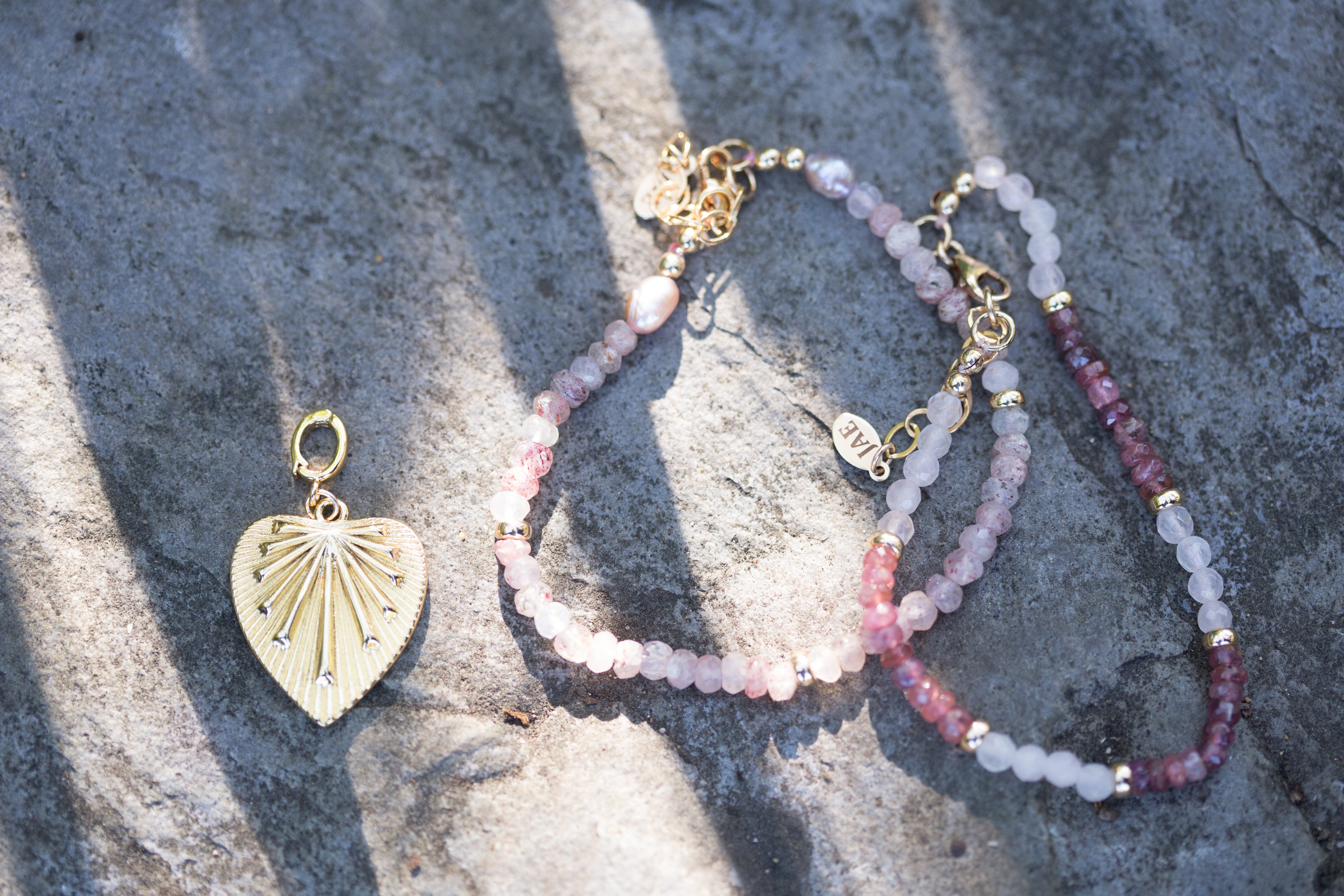 The Anne Marie - Gold Sunburts Heart Clip-On Charm