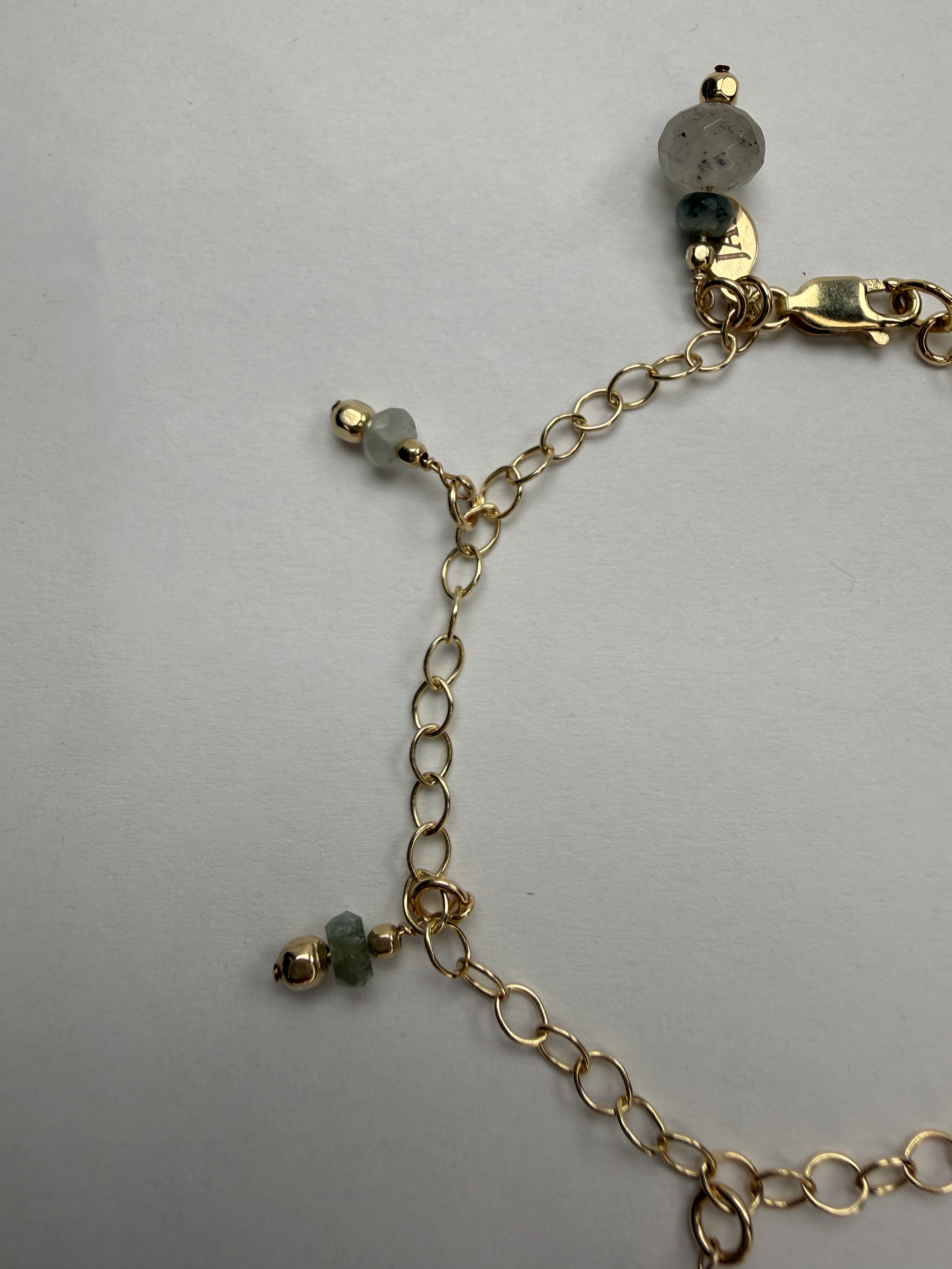 The Ottile - Moss Aquamarine Charm Drop Braceclet