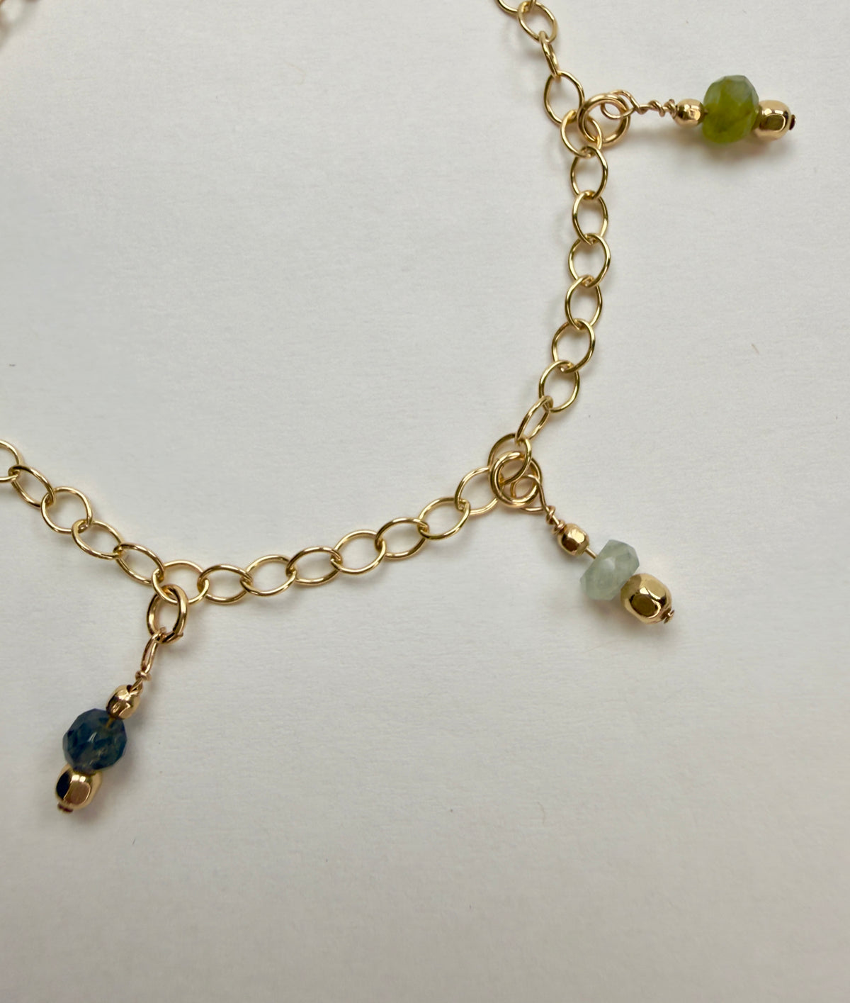 The Ottile - Moss Aquamarine Charm Drop Braceclet