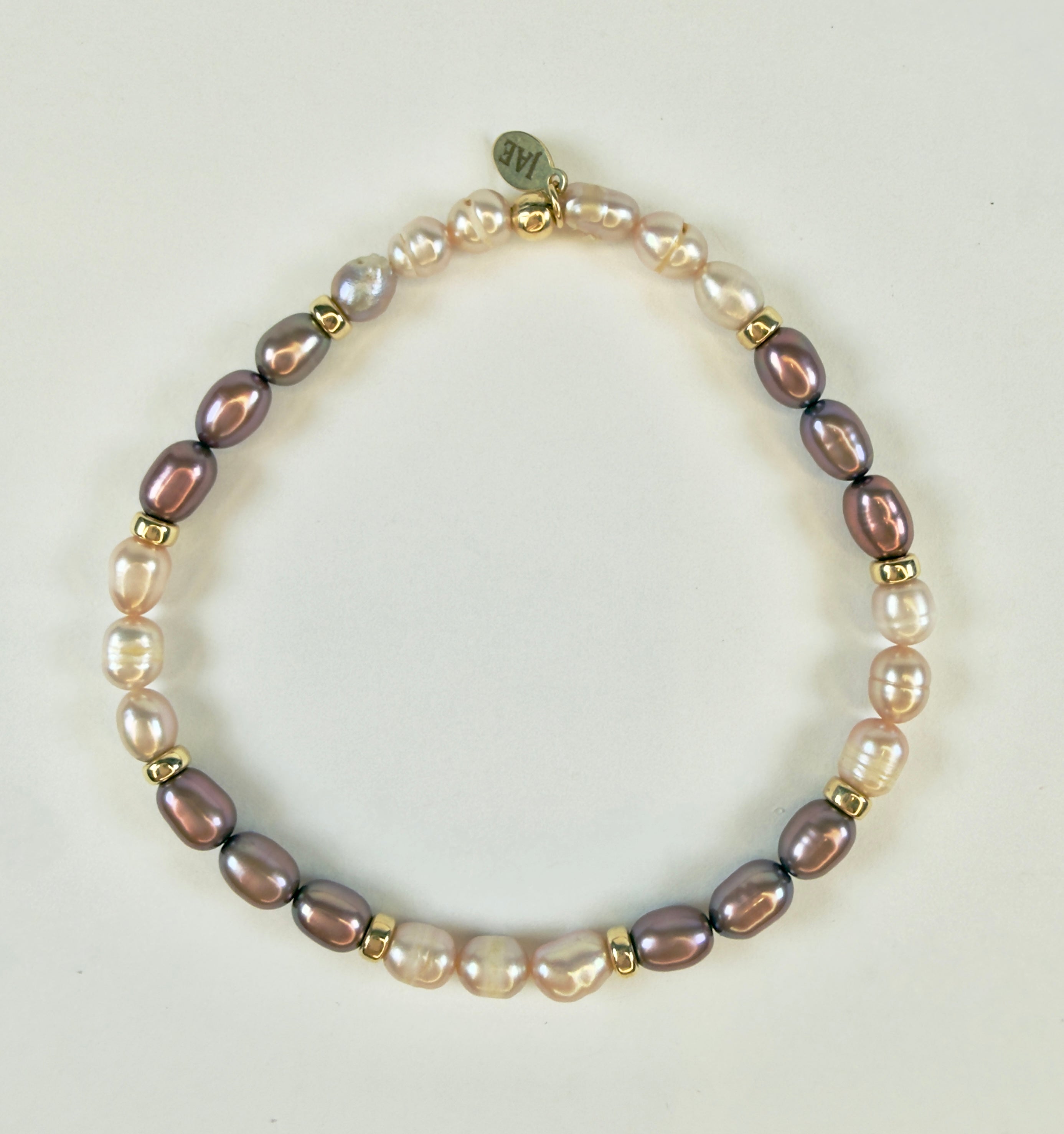 The Emma -  Light Pink and Mauve Pink Freshwater Pearl Bracelet - (Slip-On Style)
