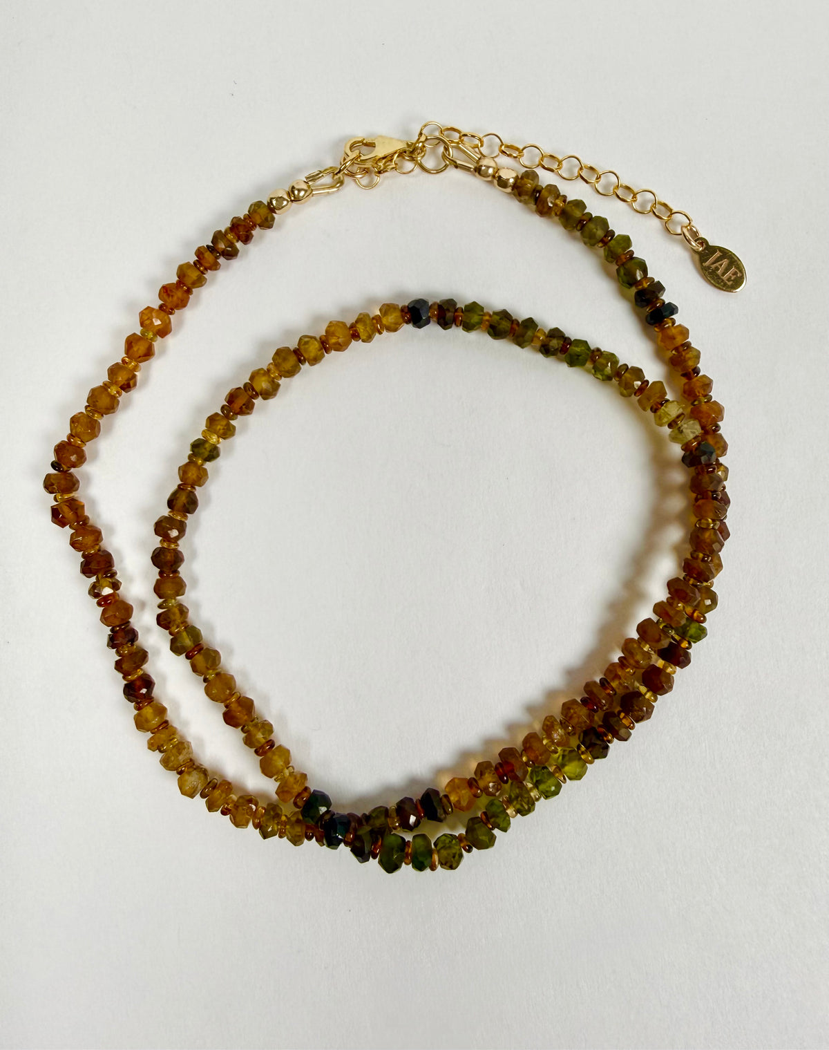 The Camilla - Amber & Green Tourmaline Beaded Necklace