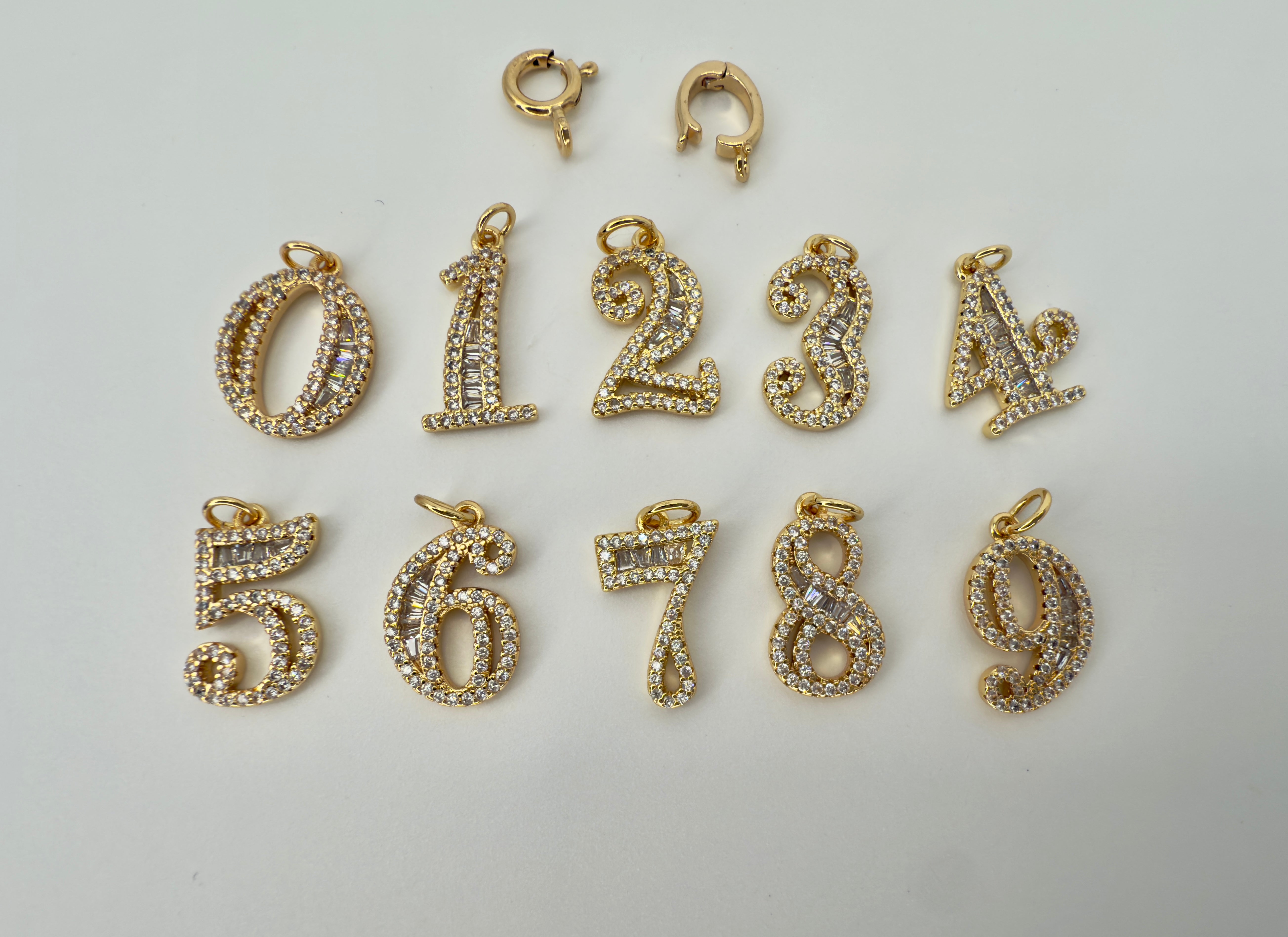Fancy Cubic Zirconia Number Charms - 0 through 9