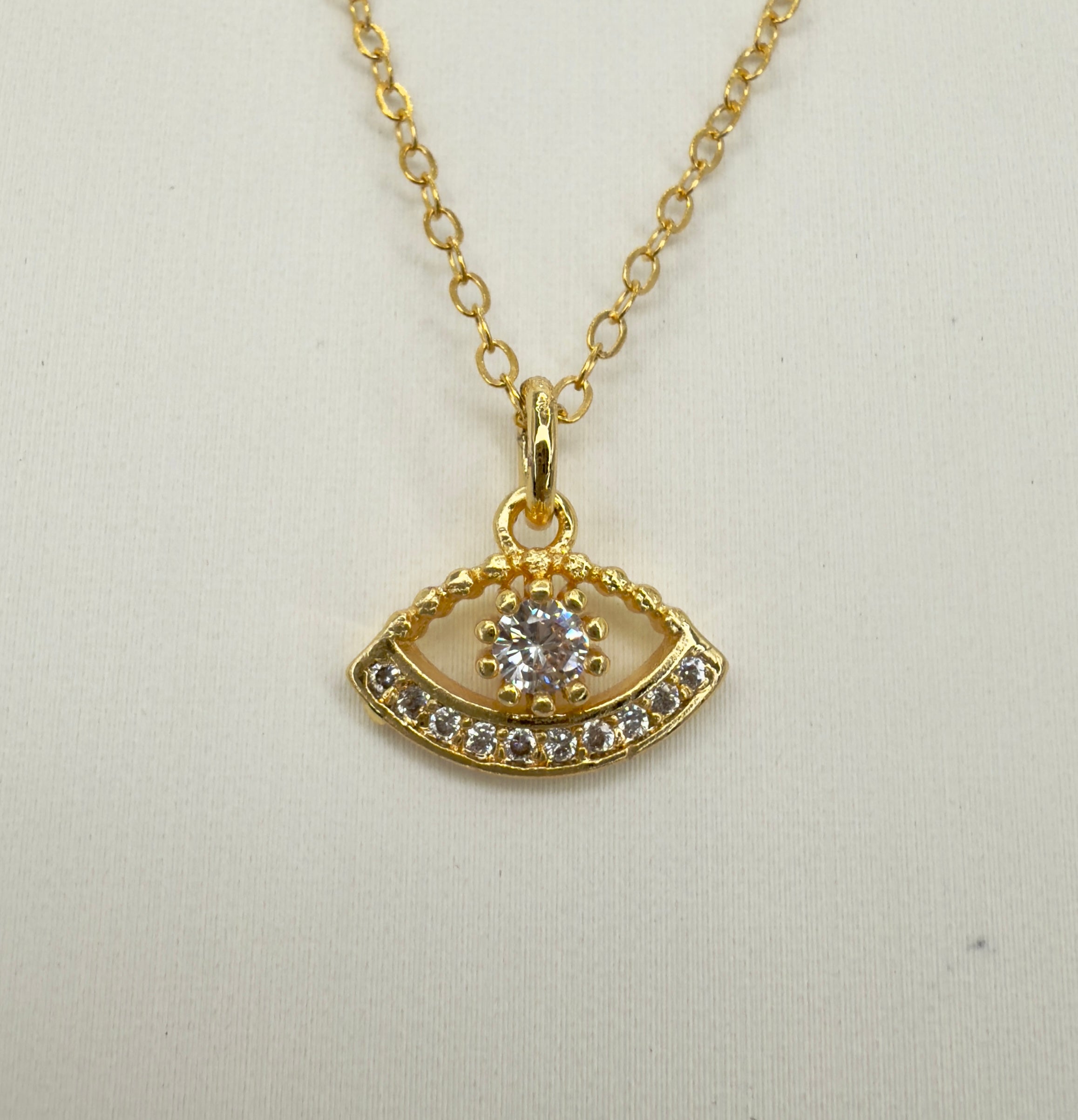 The Vivian - Evil Eye with Cubic Zirconia Necklace, 18" Length