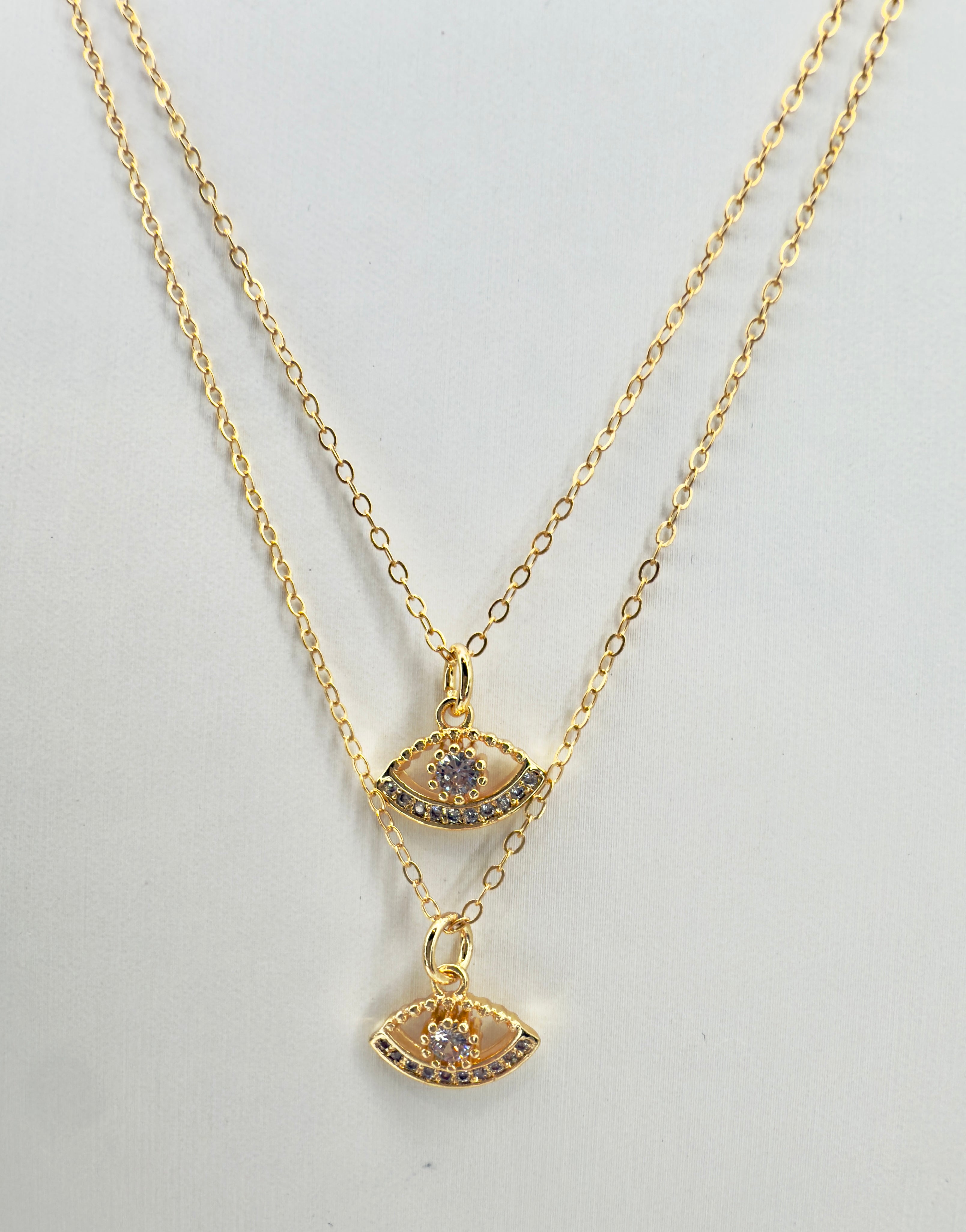The Vivian - Evil Eye with Cubic Zirconia Necklace, 18" Length