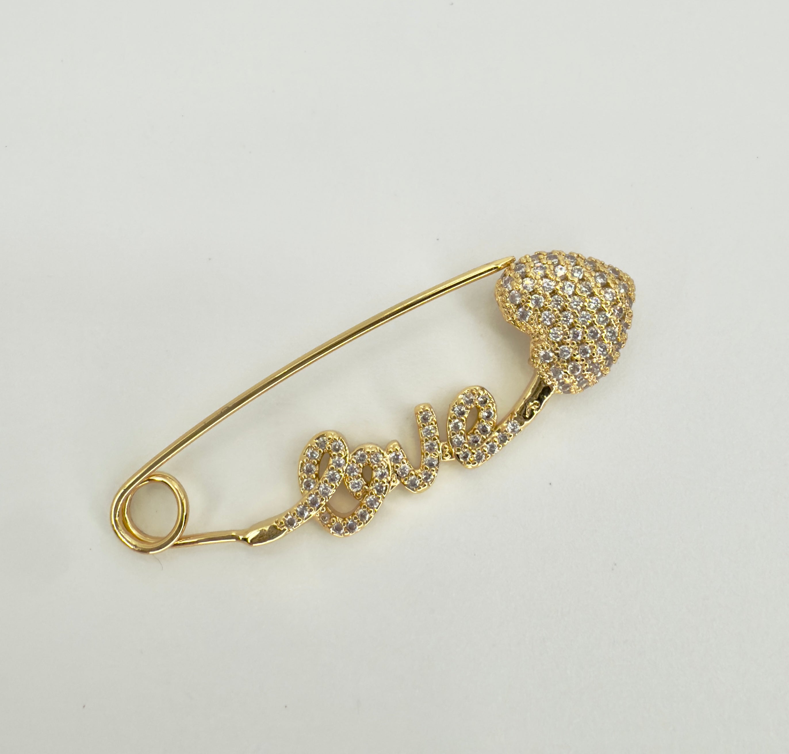 Gold Love Safety Pin