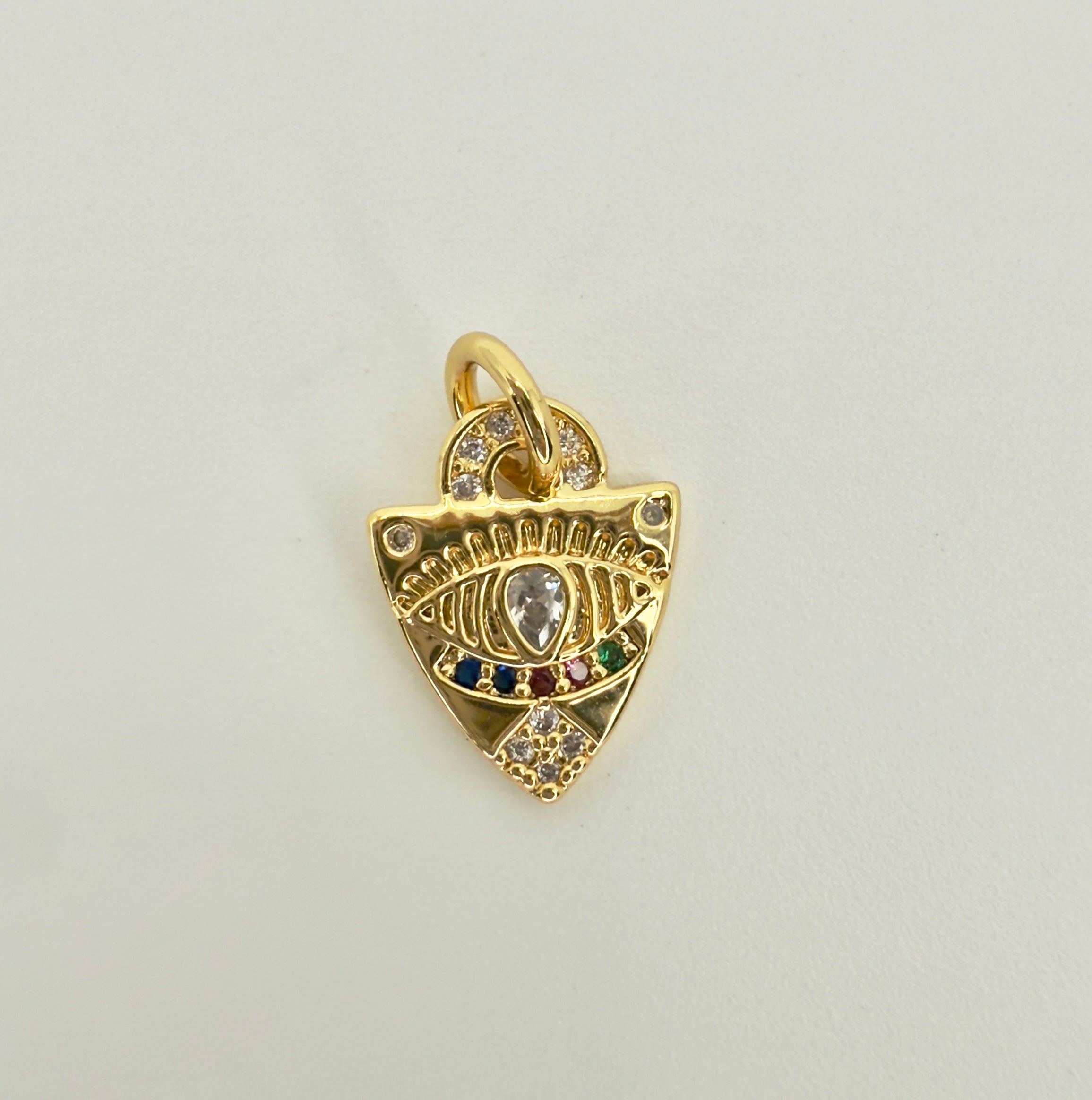 The Rhela - Gold & Multi Color Triangle Evil Eye Charm
